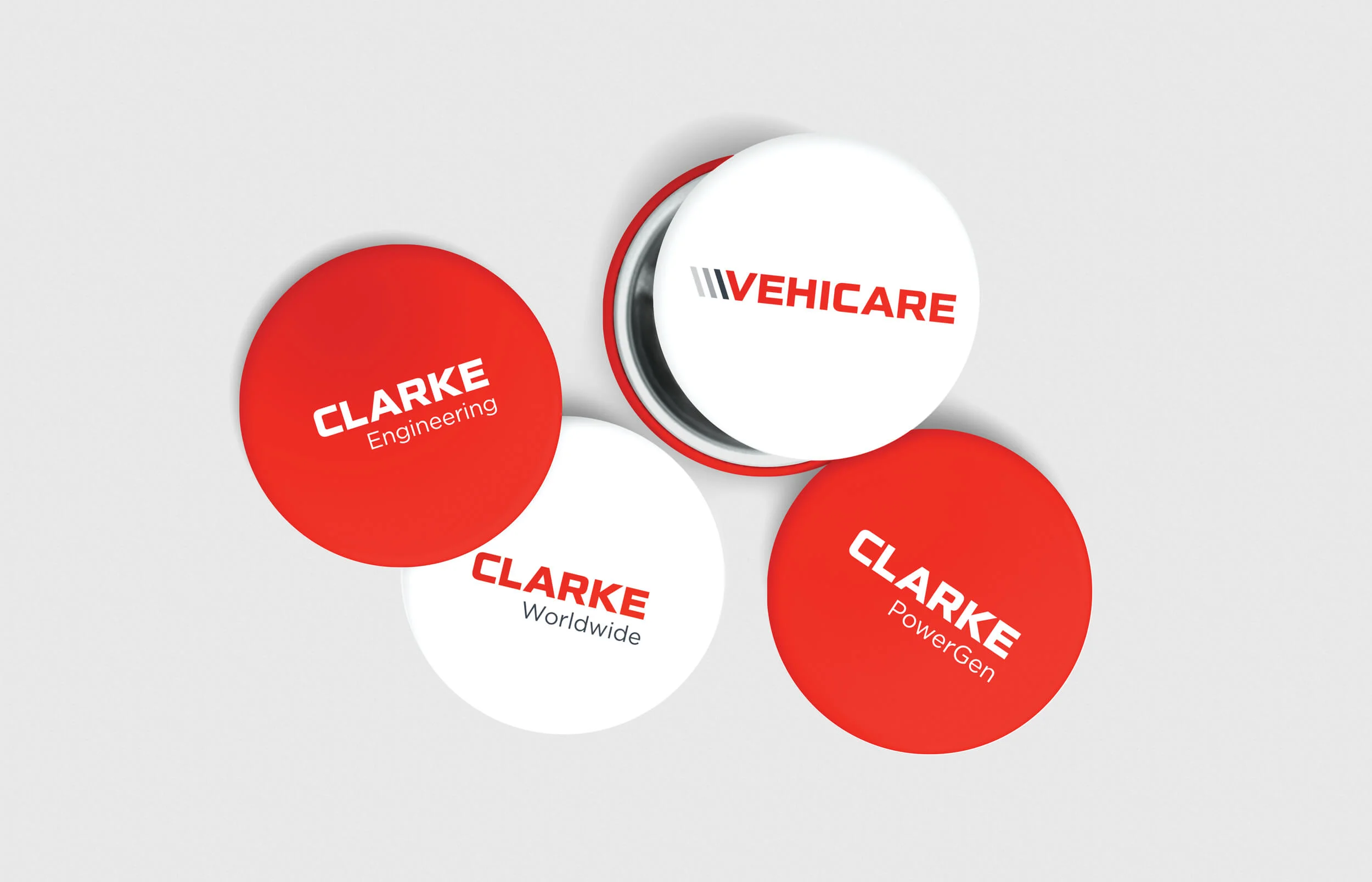 Clarke Worldwide buttons and pins