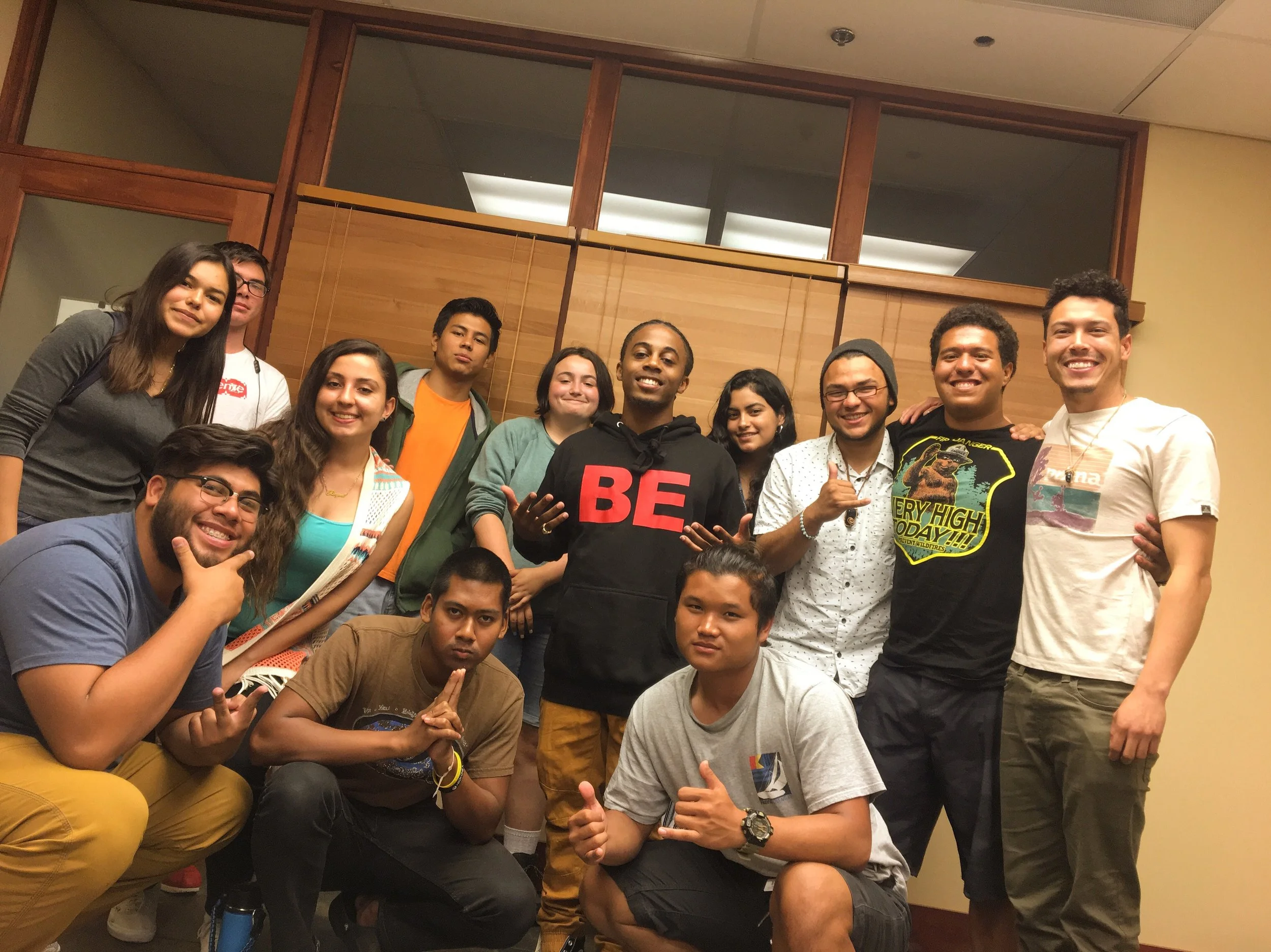 Instructor Terrance Carter poses with the youth at Outdoor Outreach’s final “BE Your Story” summer workshop! Throughout Summer 2019, these youth created stories around ‘BEing courageous, BEing authentic, and BEing the best version of themselves that they can BE! To start off the summer right, we joined with the youth at Outdoor Outreach and immediately began to build genuine connections through creative storytelling. At every workshop, these youth consistently shared their stories with brave hearts and firm intentions. Everyone always had something to share that was raw and inspiring. The room was always on 100, the vibe always felt like home, and the storytelling just got better and better each time!