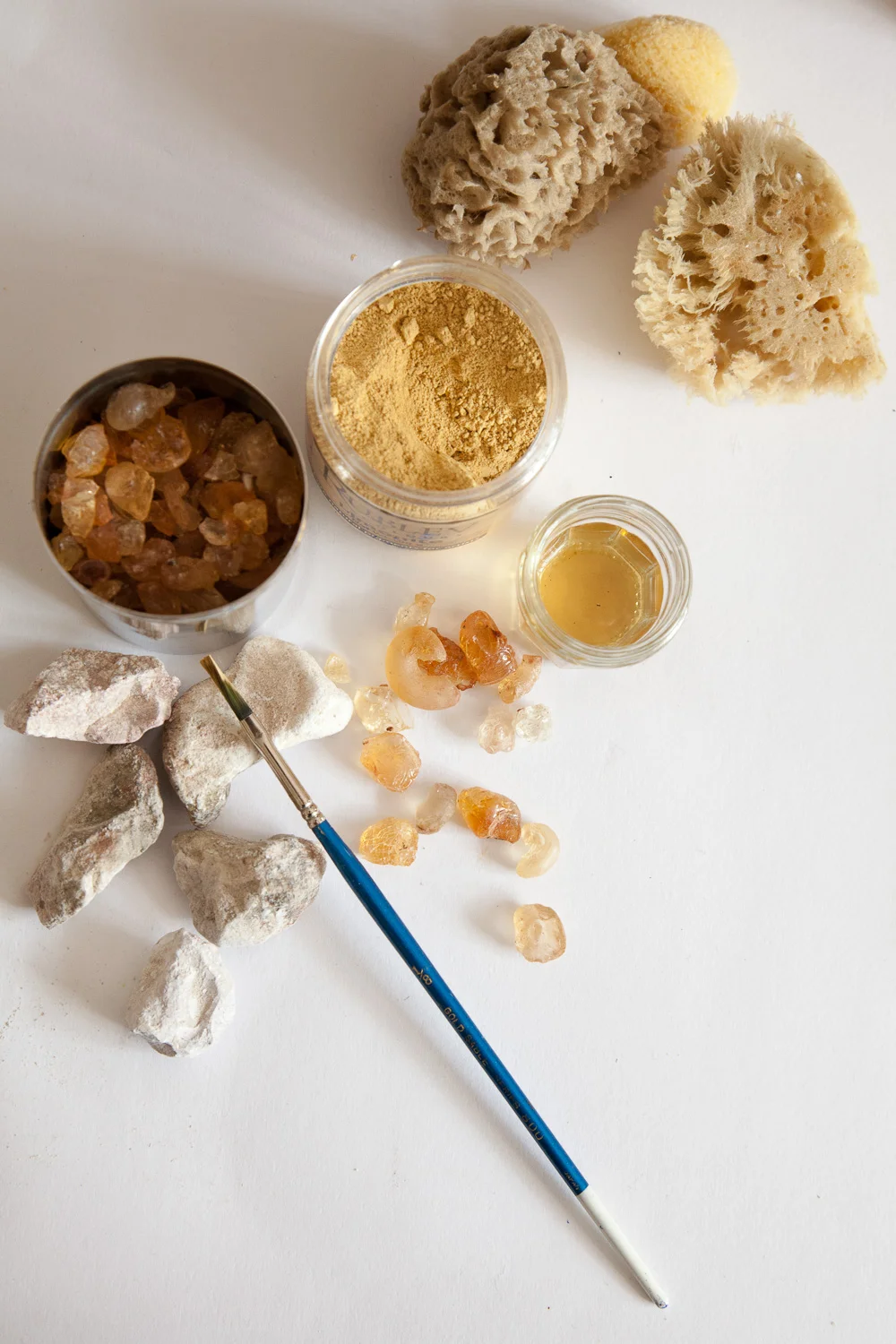 Everything is ground, crushed and melted from its original organic form, part of this process driven art form.