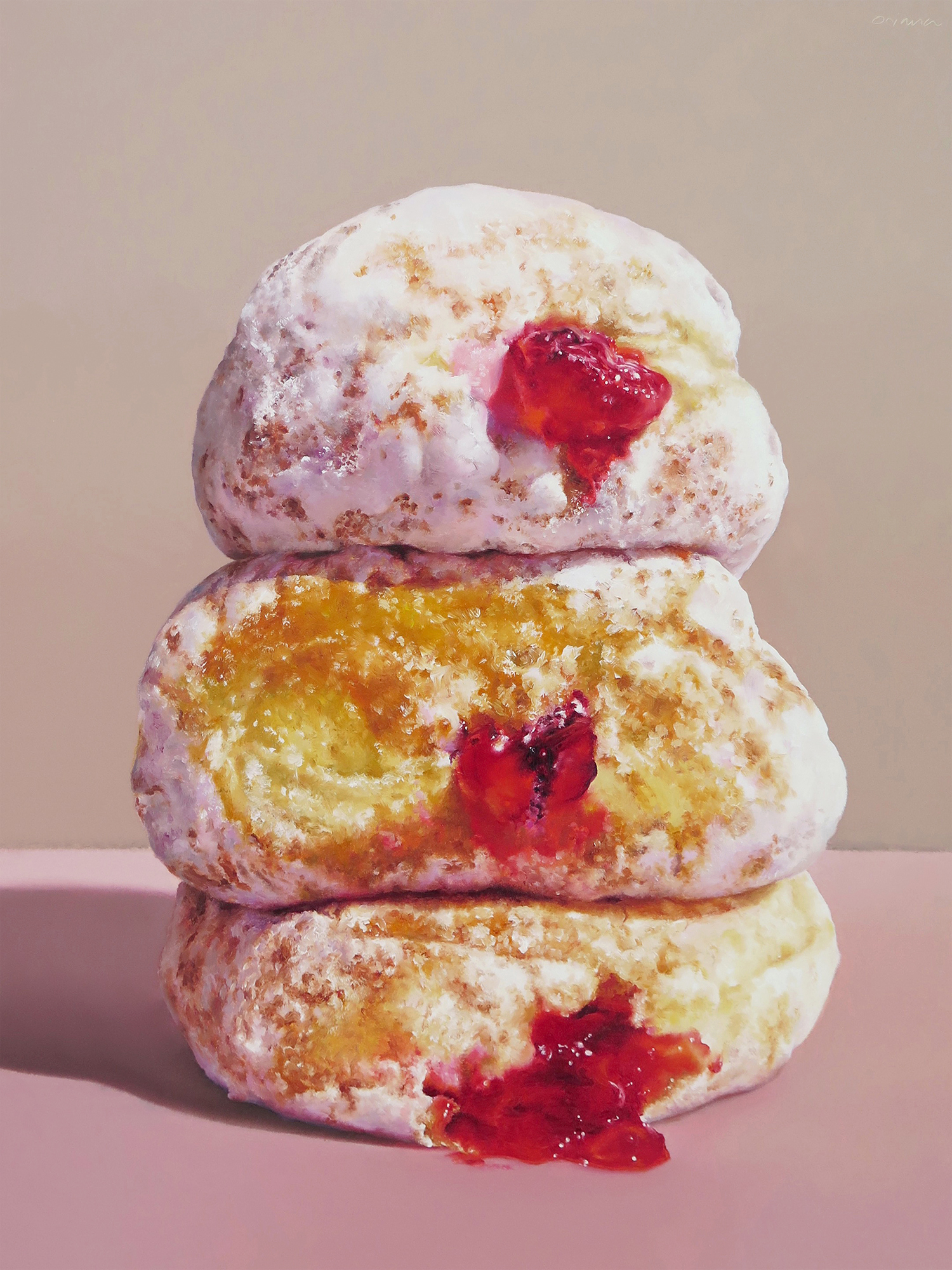  Powdered Jelly Doughnuts  oil on panel / 12 x 16 inches  SOLD 