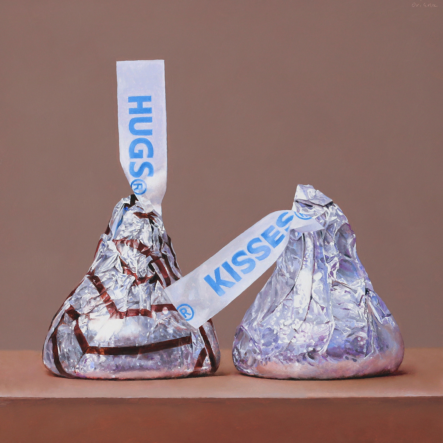  Hugs and Kisses  oil on panel / 12 x 12 inches  SOLD 