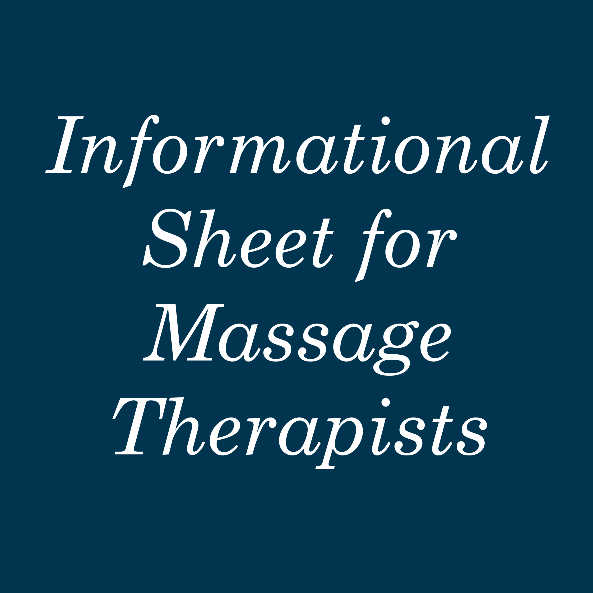 Introduction Information For Massage Therapists.
