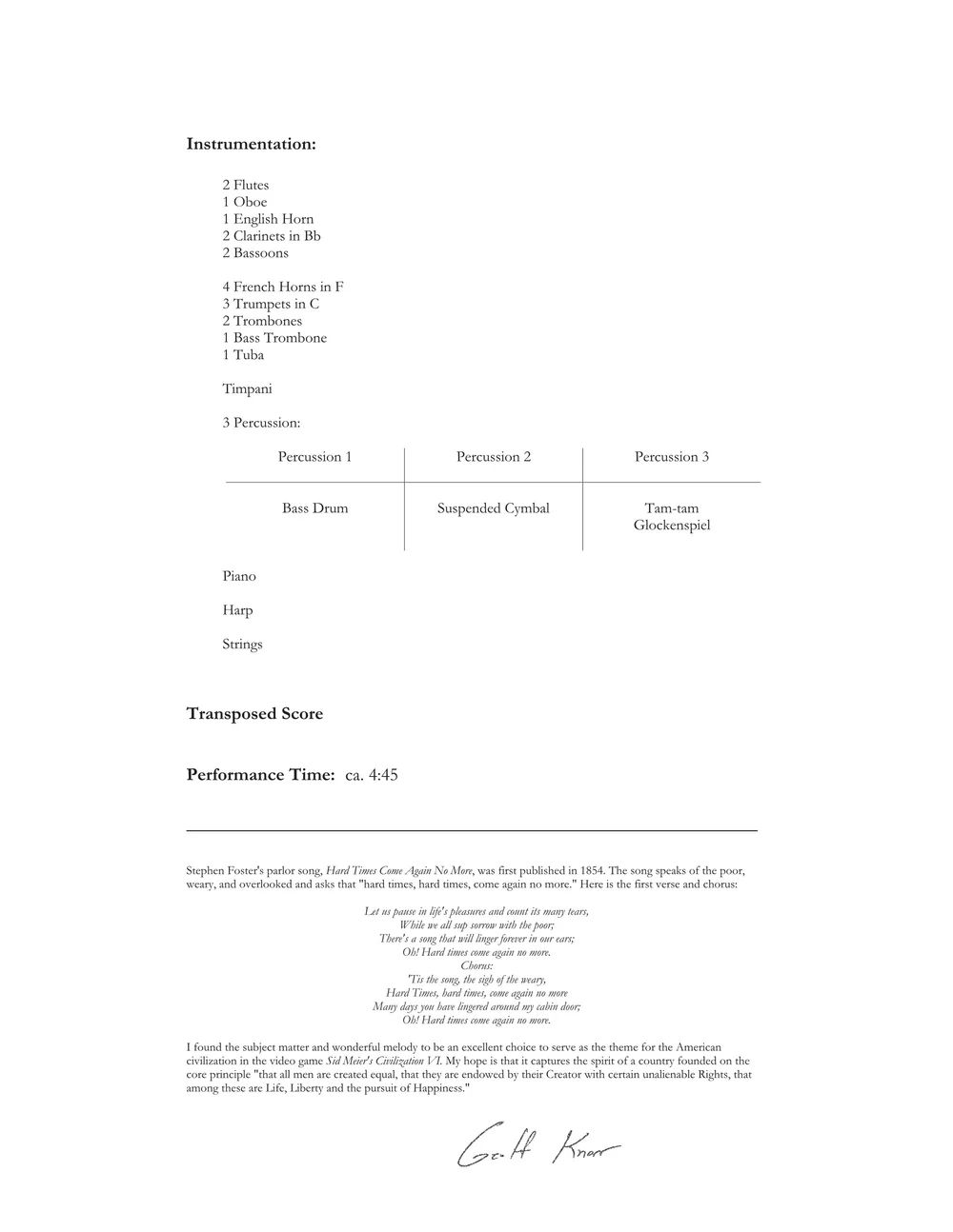 Hard Times Come Again No More America The Industrial Era From Civilization Vi Digital Study Score Geoff Knorr