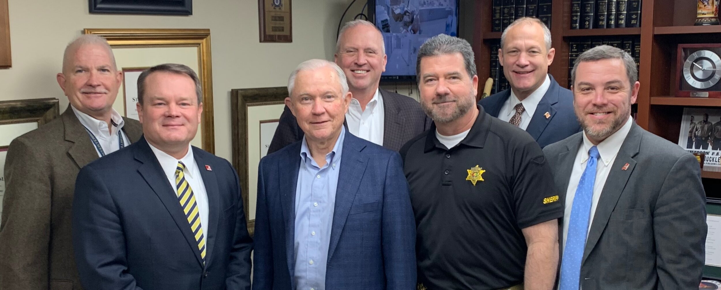 Senator Sessions, Jay Stuck, Sheriff Ron Abernathy, District Attorney Hays Webb, Tuscaloosa County Probate Judge Rob Robertson