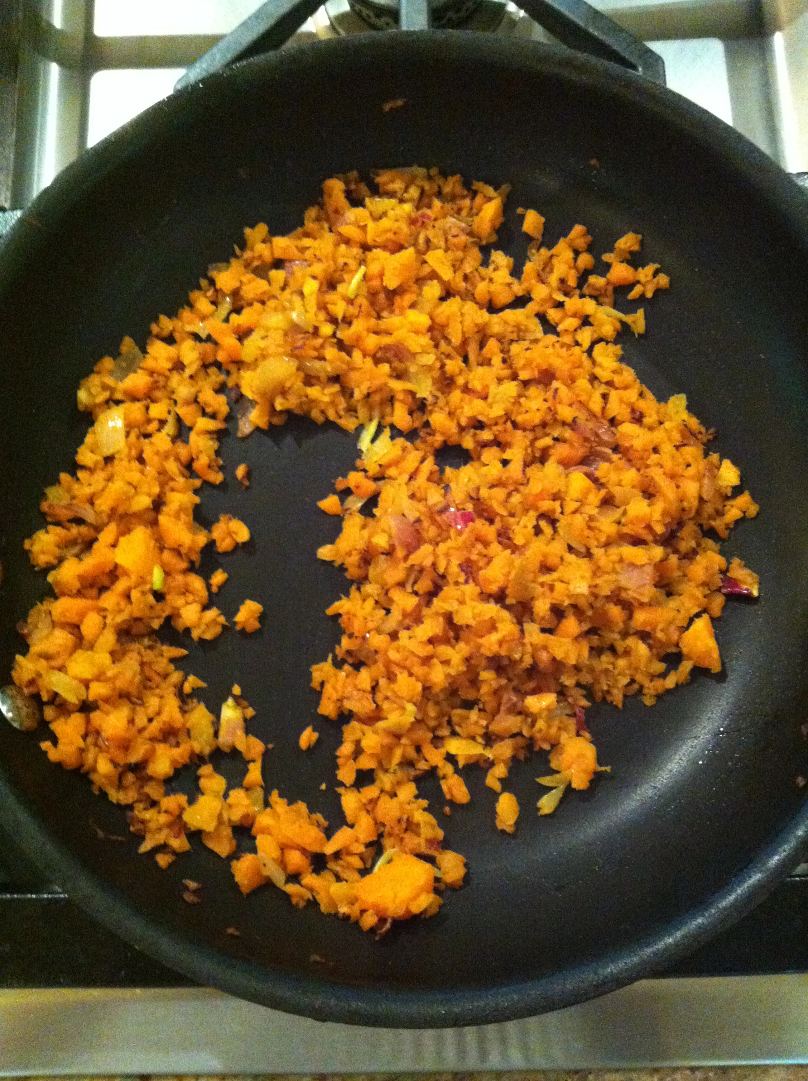 Curry Carrots in the pan. Quick for desperate times!