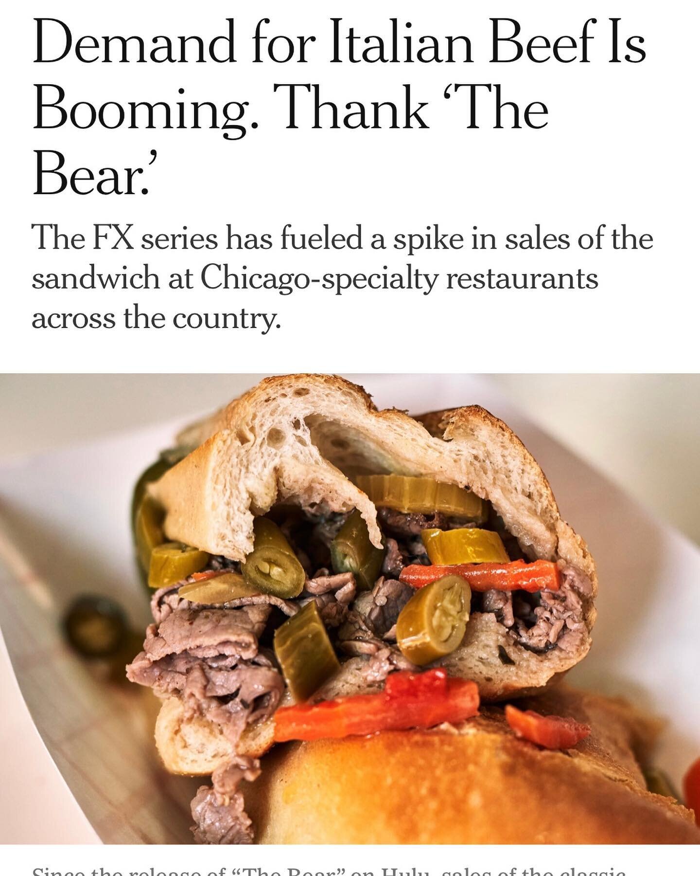 Thank u @nytimes &amp; @chicagotribune ! #italianbeef #thebear #hanksjuicybeef 
And thank u @rachsherm for the write up 😊 ..