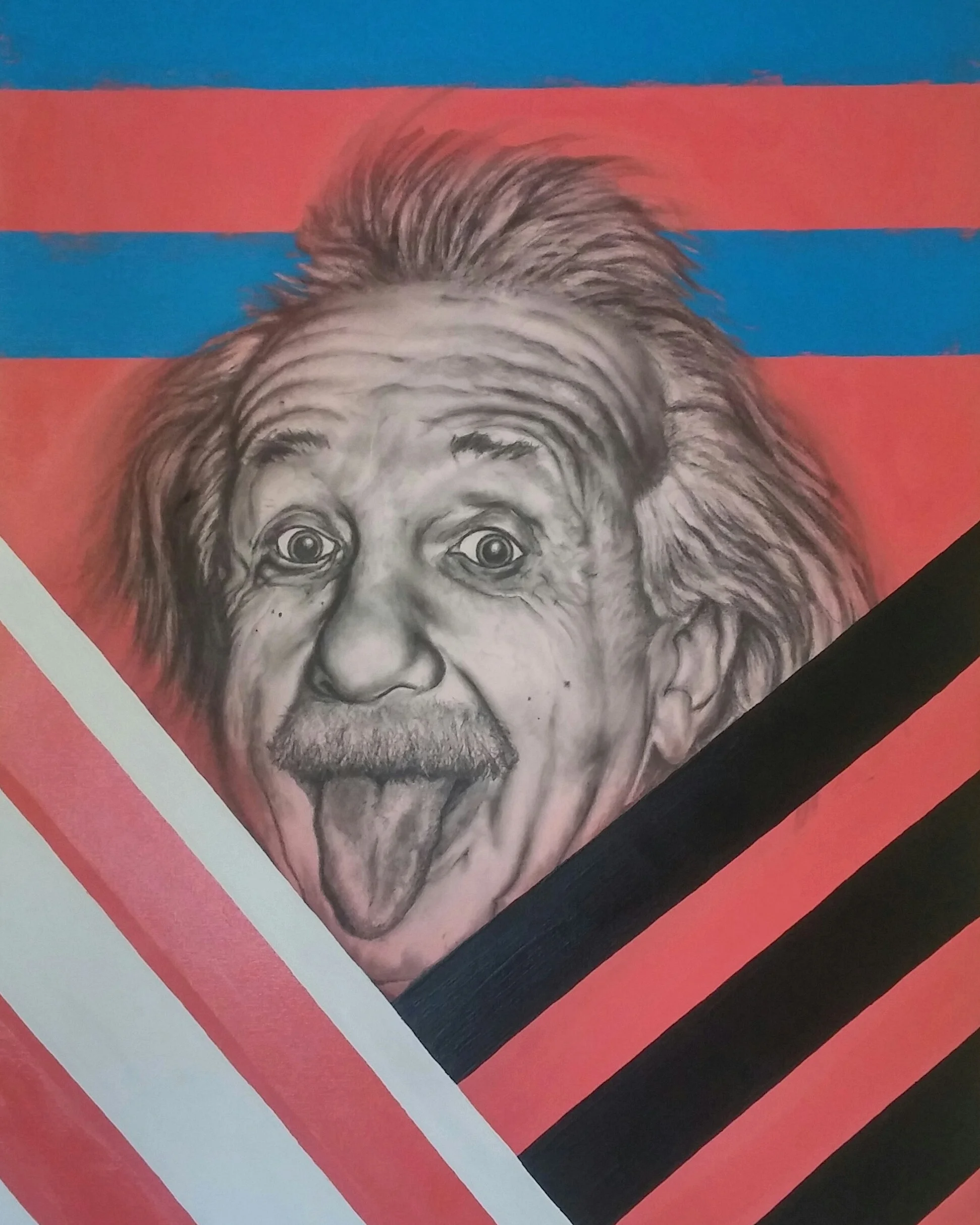 30x40" Albert Einstein - Spray paint, Acrlylic paint, and Graphite pencil