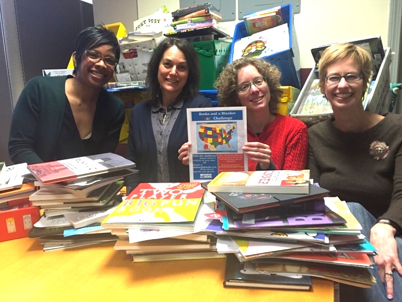 The Family Fun magazine crew collecting books for the State Challenge.