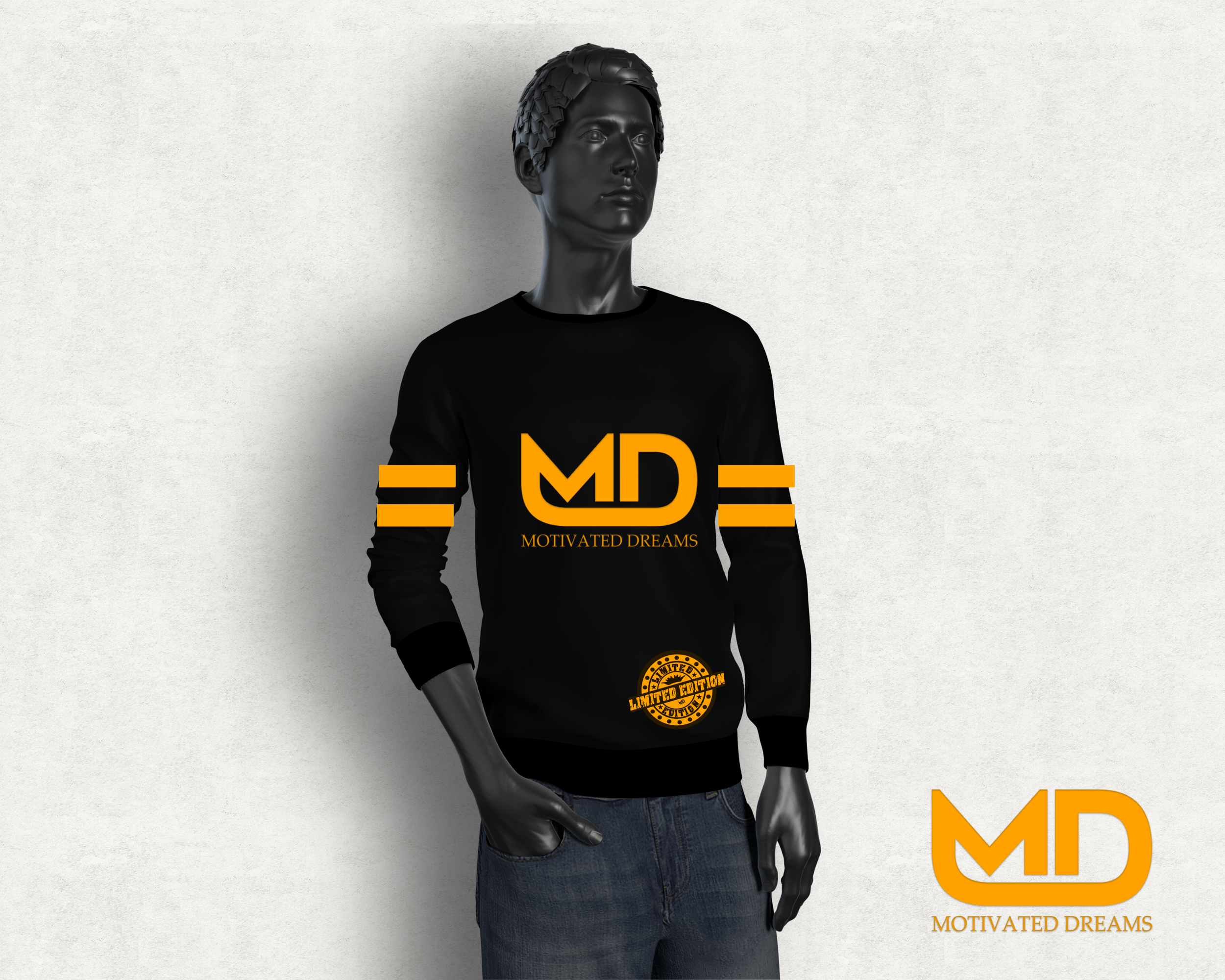 MD MANQUIN BLACK CREWNECK GOLD LOGO BLACK MODEL .png