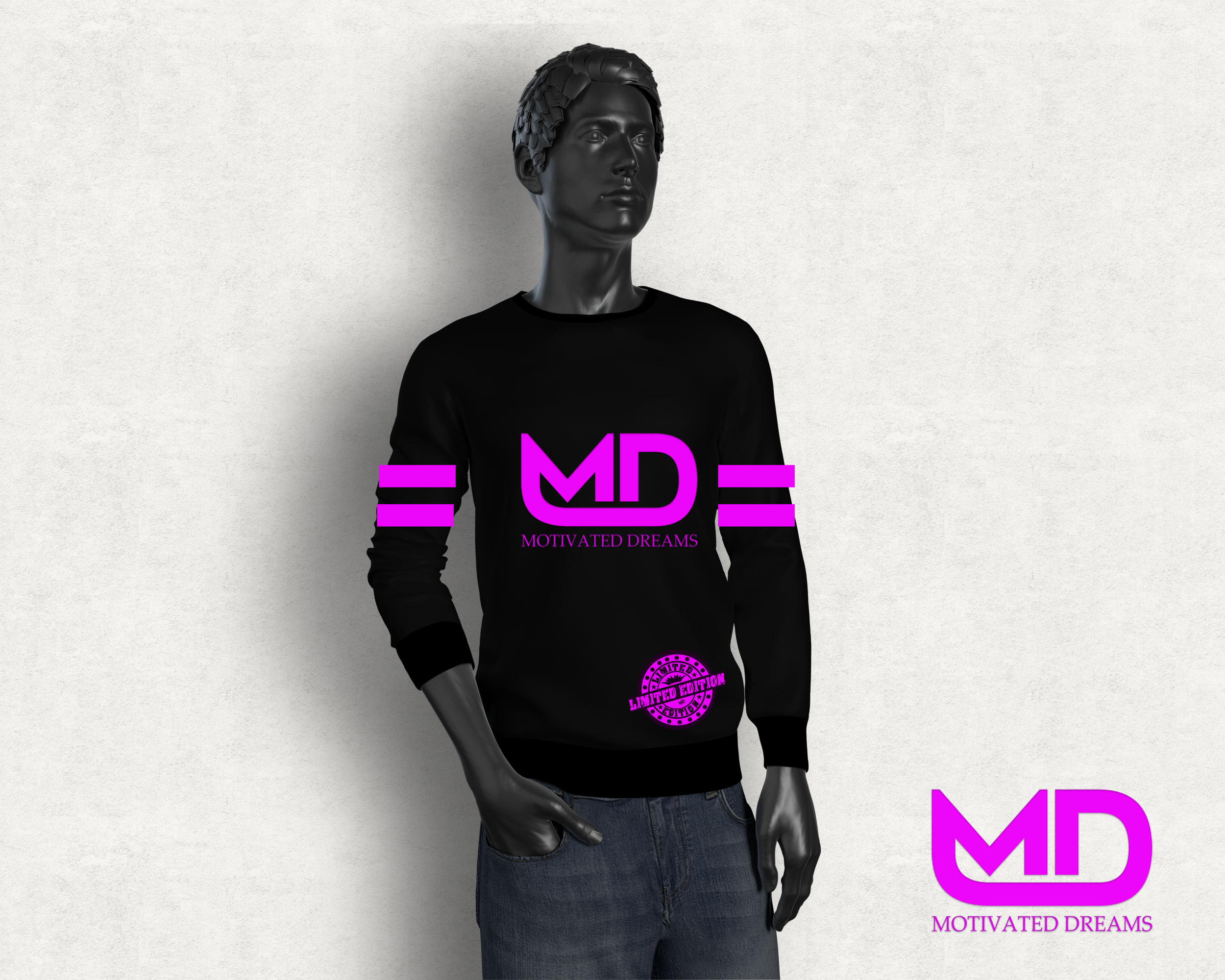 MD MANQUIN BLACK CREWNECK PURPLE LOGO BLACK MODEL .png
