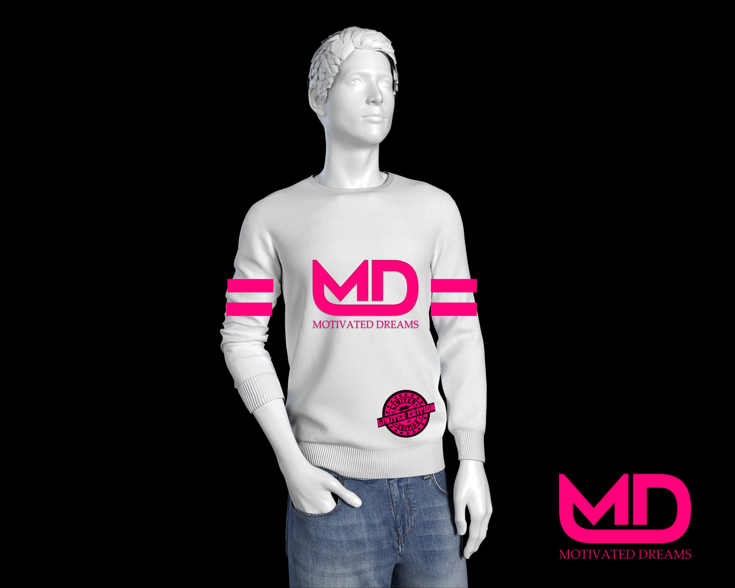 MD MANQUIN WHITE CREWNECK PINK LOGO WHITE MODEL BLACK BG .png