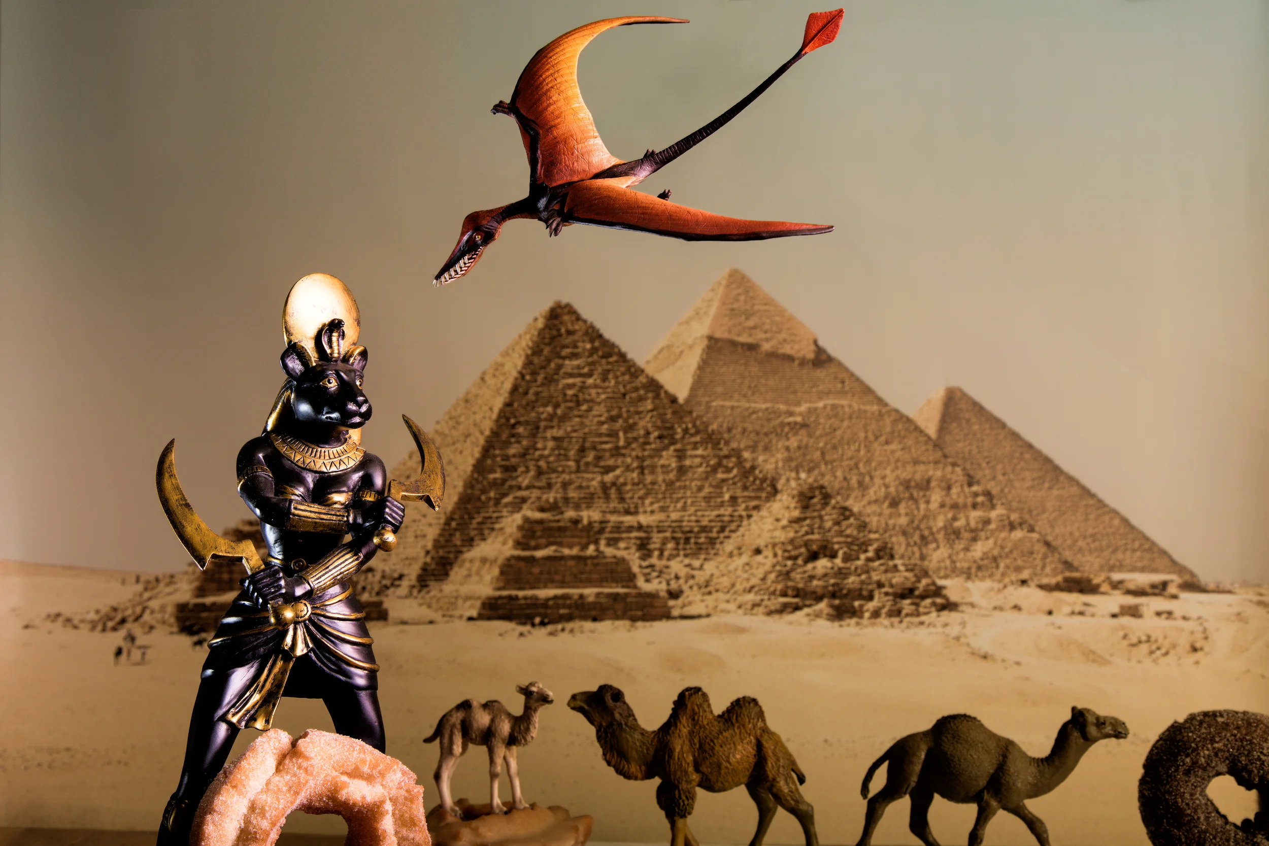 Sun Goddess Sekhmet Protects Old-Fashioned Donut