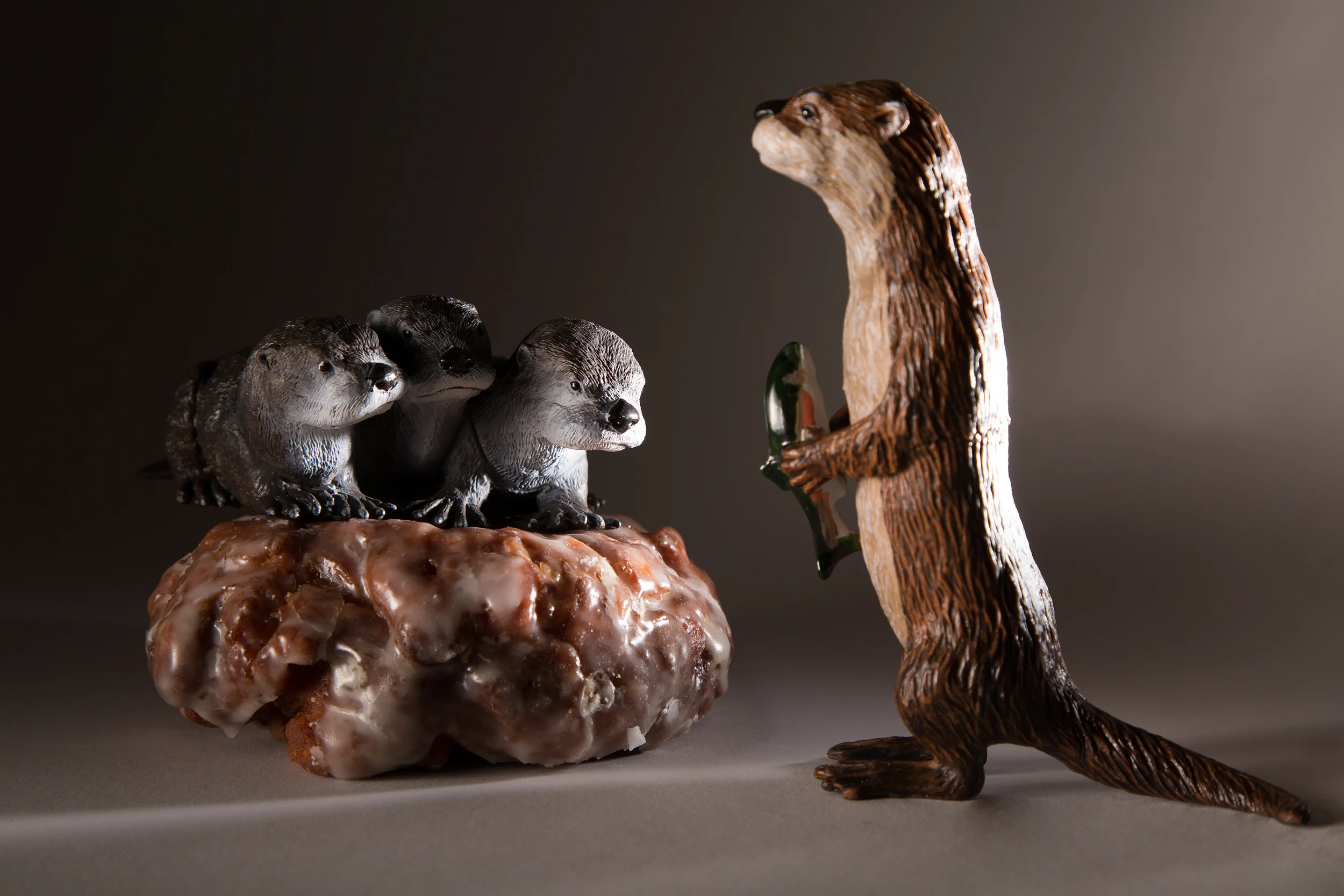 Otter Pups, Poppa Otter and Fish