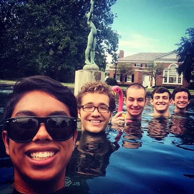 &quot;How do we show that we're getting a head start in the new season?&quot; We take this picture, apparently. #wading #jhu #koiboys #presidentspond