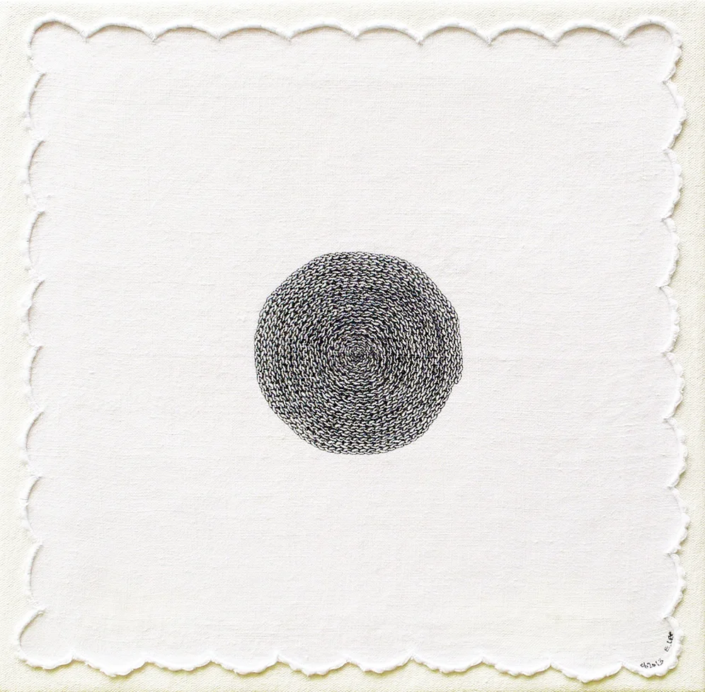 ink on fabric 14"x14"x1" 2013