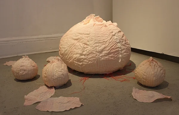 hand embroidered on fabric W80"xH80"xD30" 2010 at Space Womb Gallery, NY