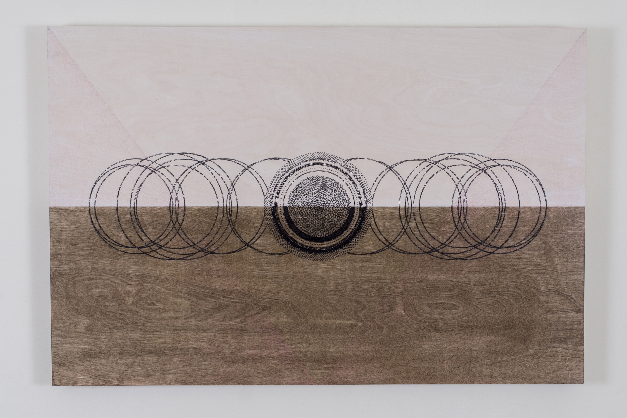ink, stain, color pencil on wood W36"xH24"XD1.5" 2013