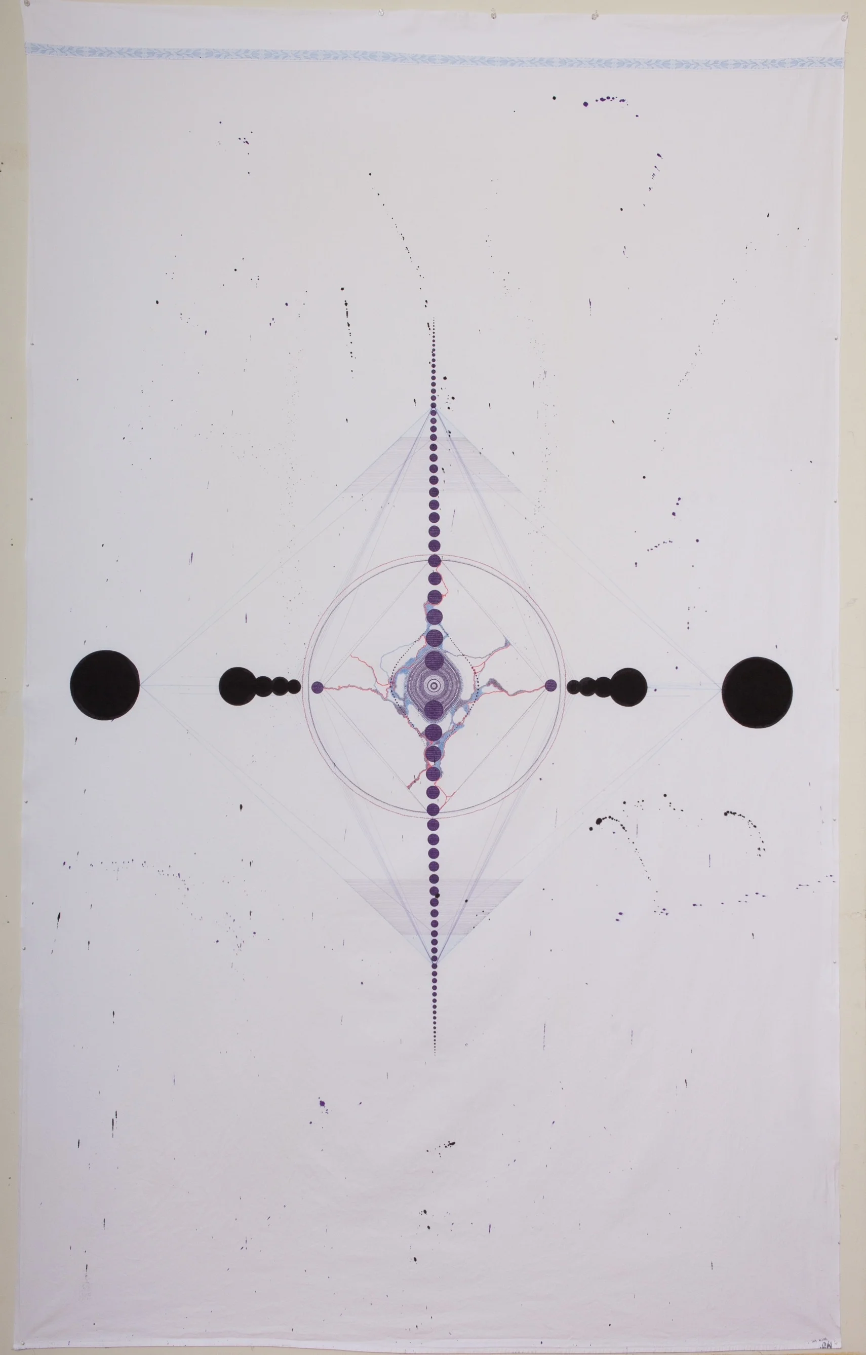 ink on bed sheet W60"xH90" 2015