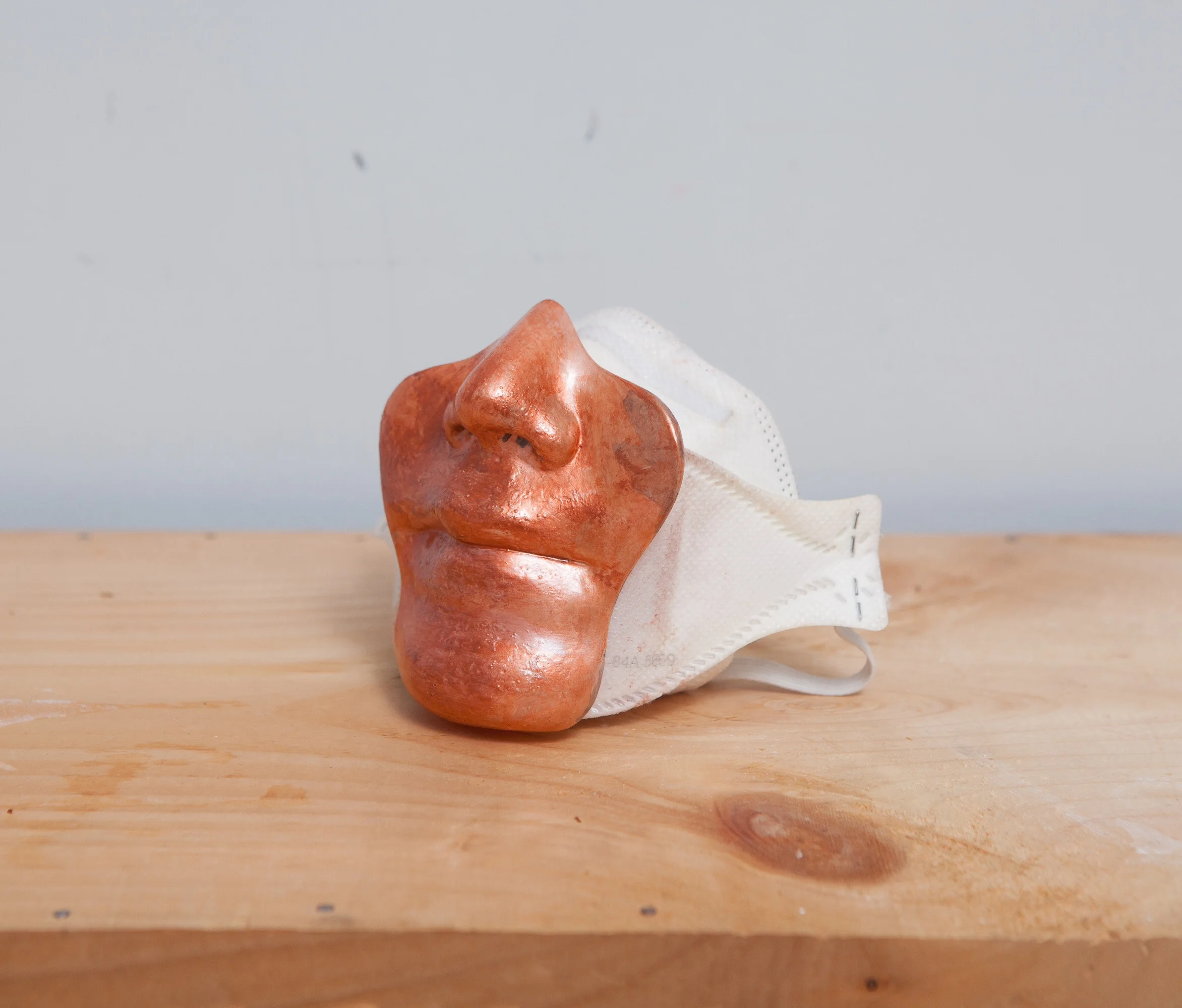 copper power mixed with nail polish on aqua resin, mask W6"xH5"xD6" 2015