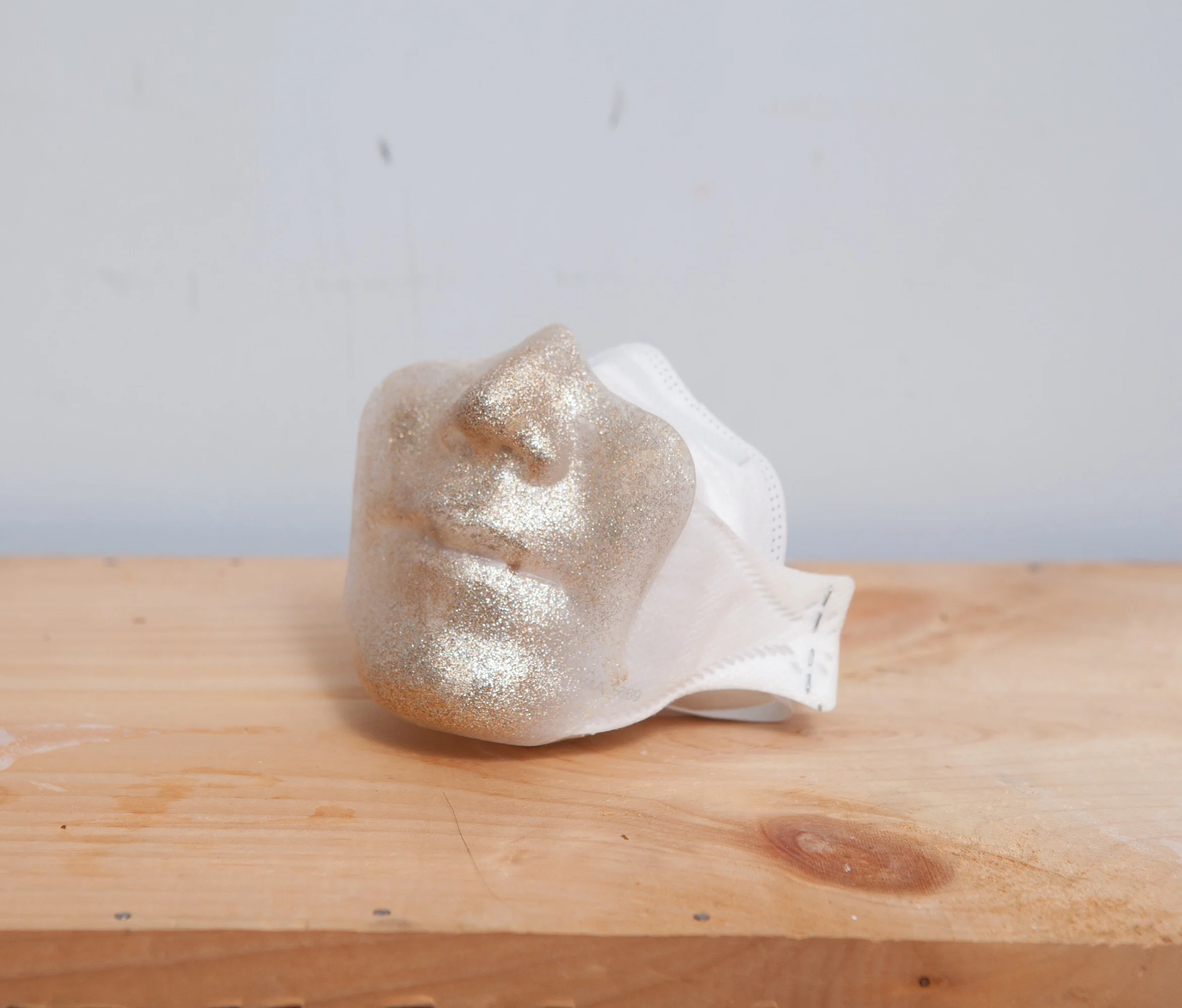 gold powder mixed with aqua resin, mask W6"xH5"xD6" 2015