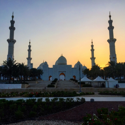 The Grand Mosque at sunset, Abu Dhabi
