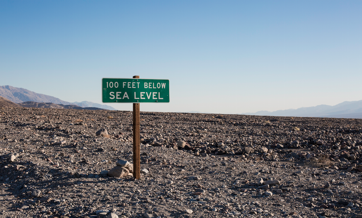Death Valley, and a sign that continues to make me cross eyed.