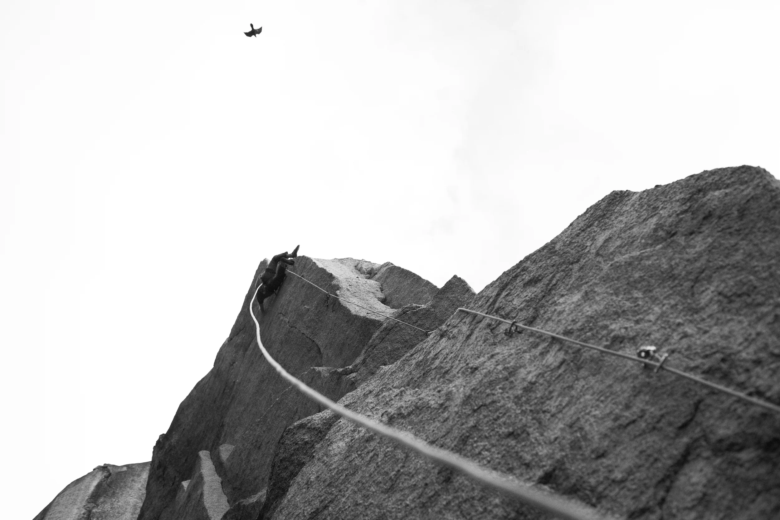 A real pretty arête and the crux move.