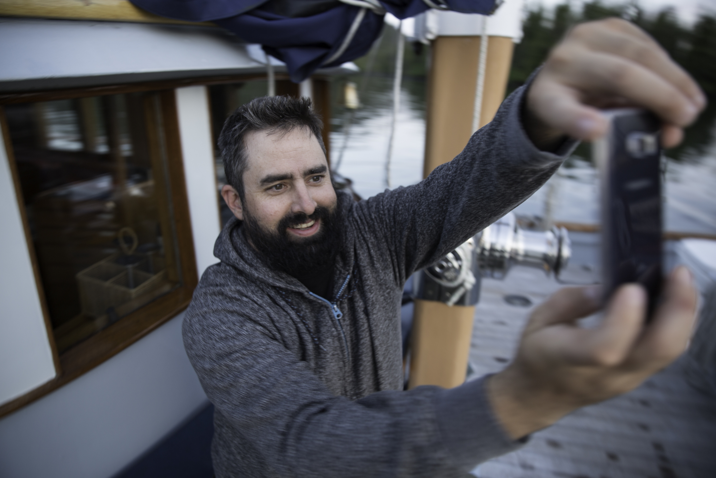Chef Ryan Bissel (the real star of the show for placing incredible meals I've never heard of down in front of us all time again) takes some time out of the galley to get a photo of the sunset. Thanks for the class act.