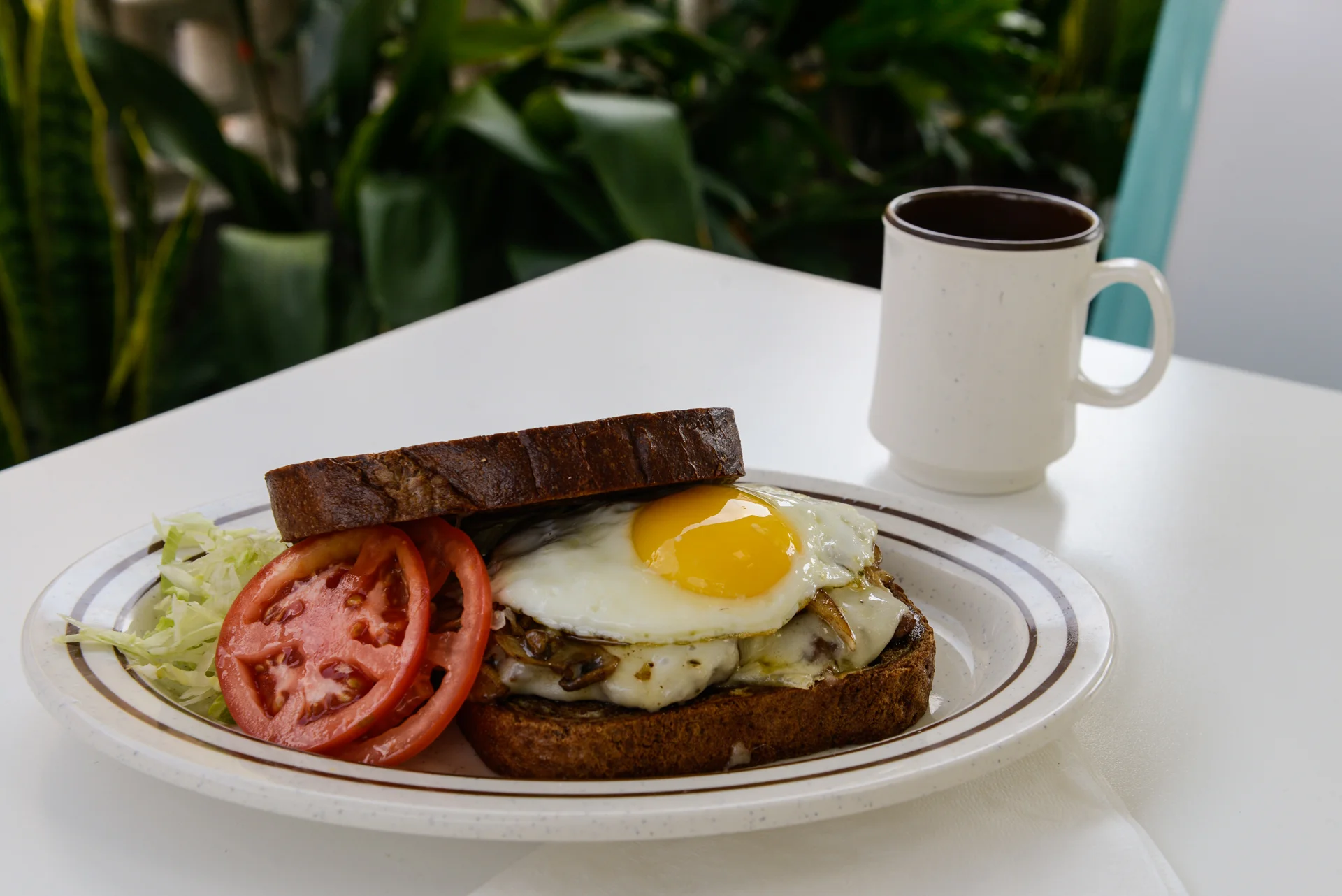 Patty melt with an egg on it!