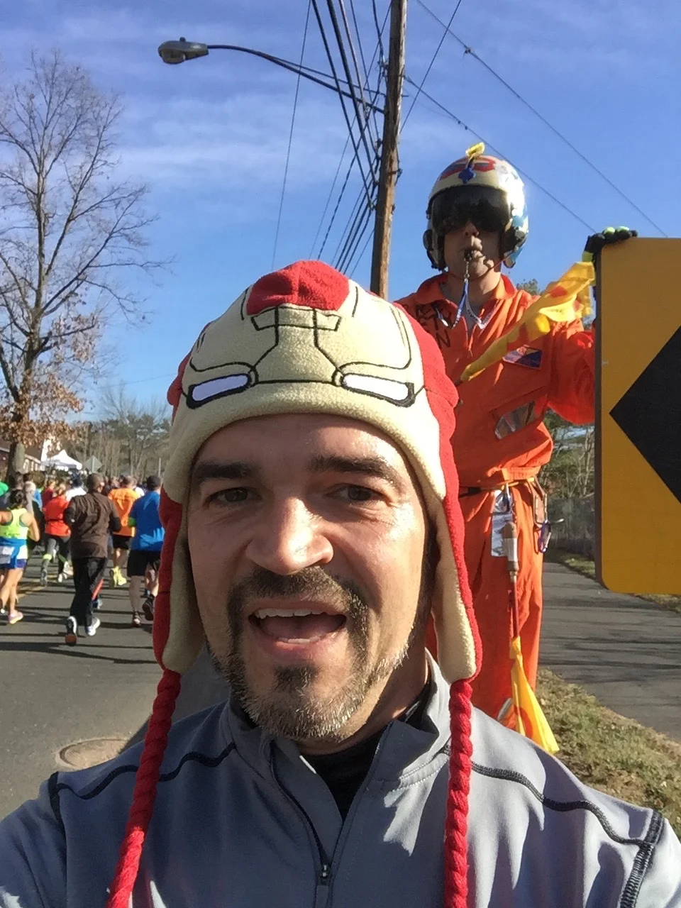 Selfie with Safety Man at mile marker two.