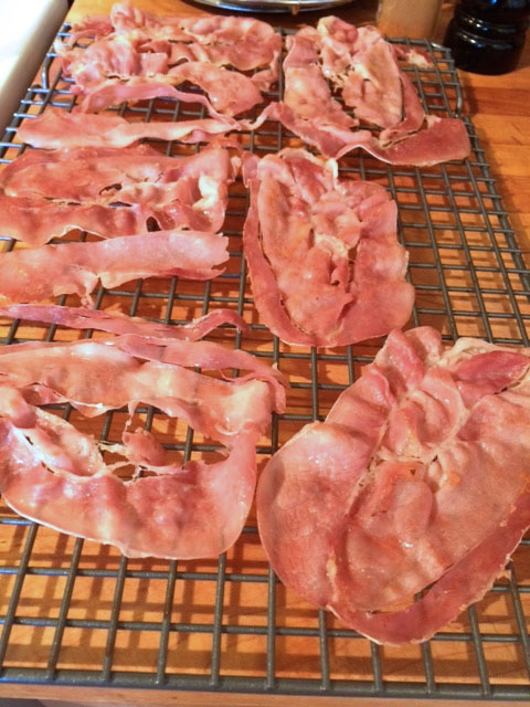 Prosciutto on the cooling rack
