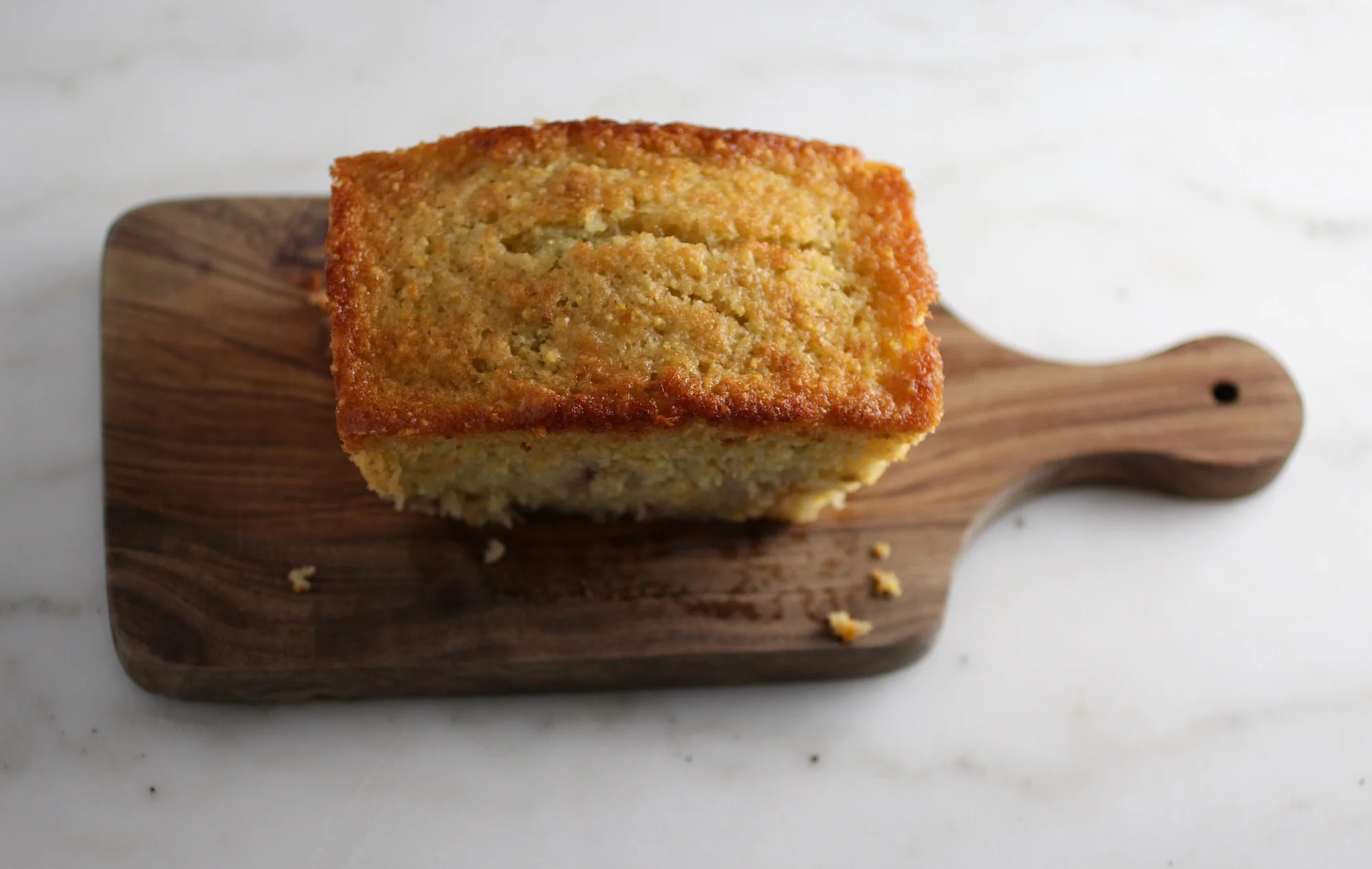 Sweet little loaf cake removed from the pan.