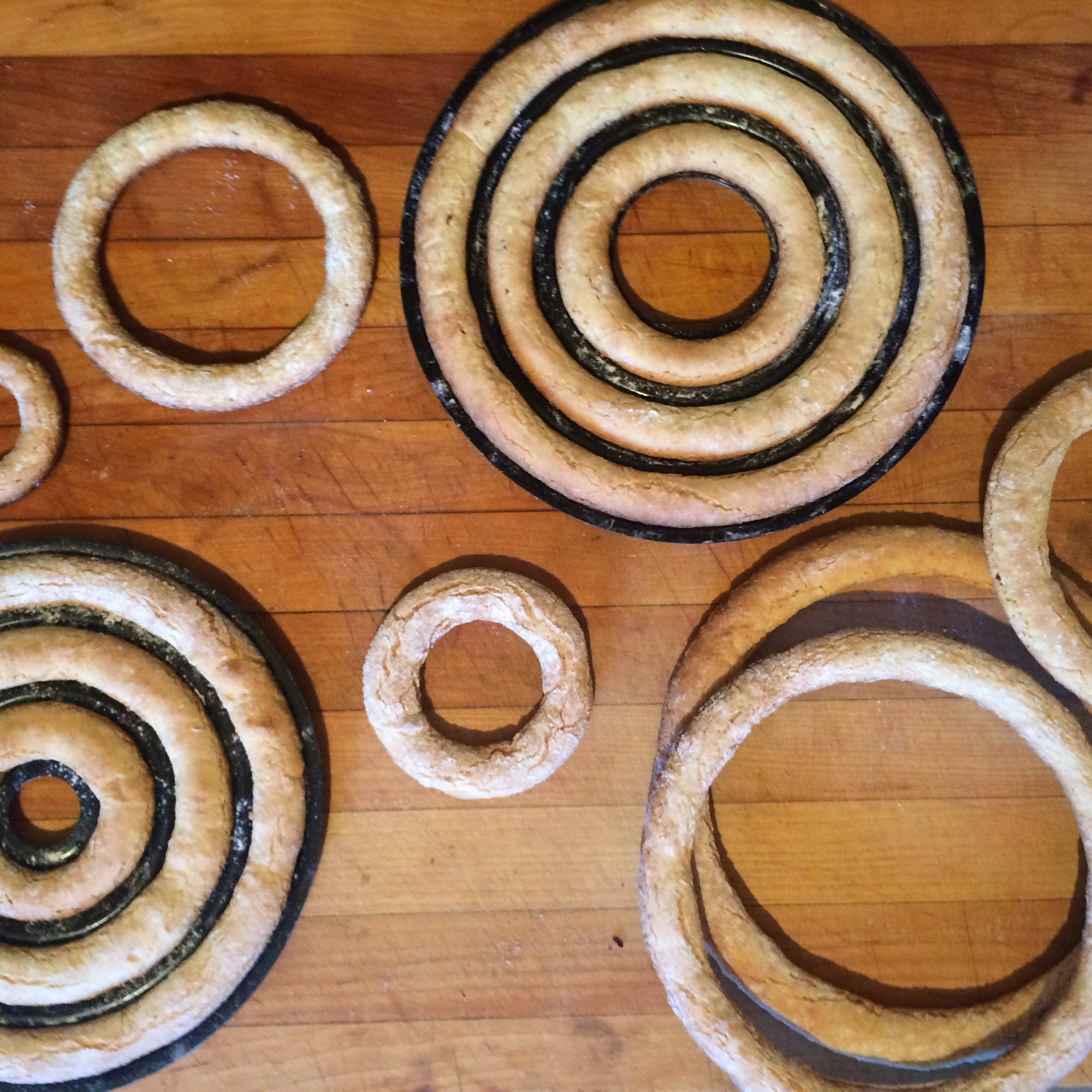 Almond-cardamom cake rings fresh from the oven.