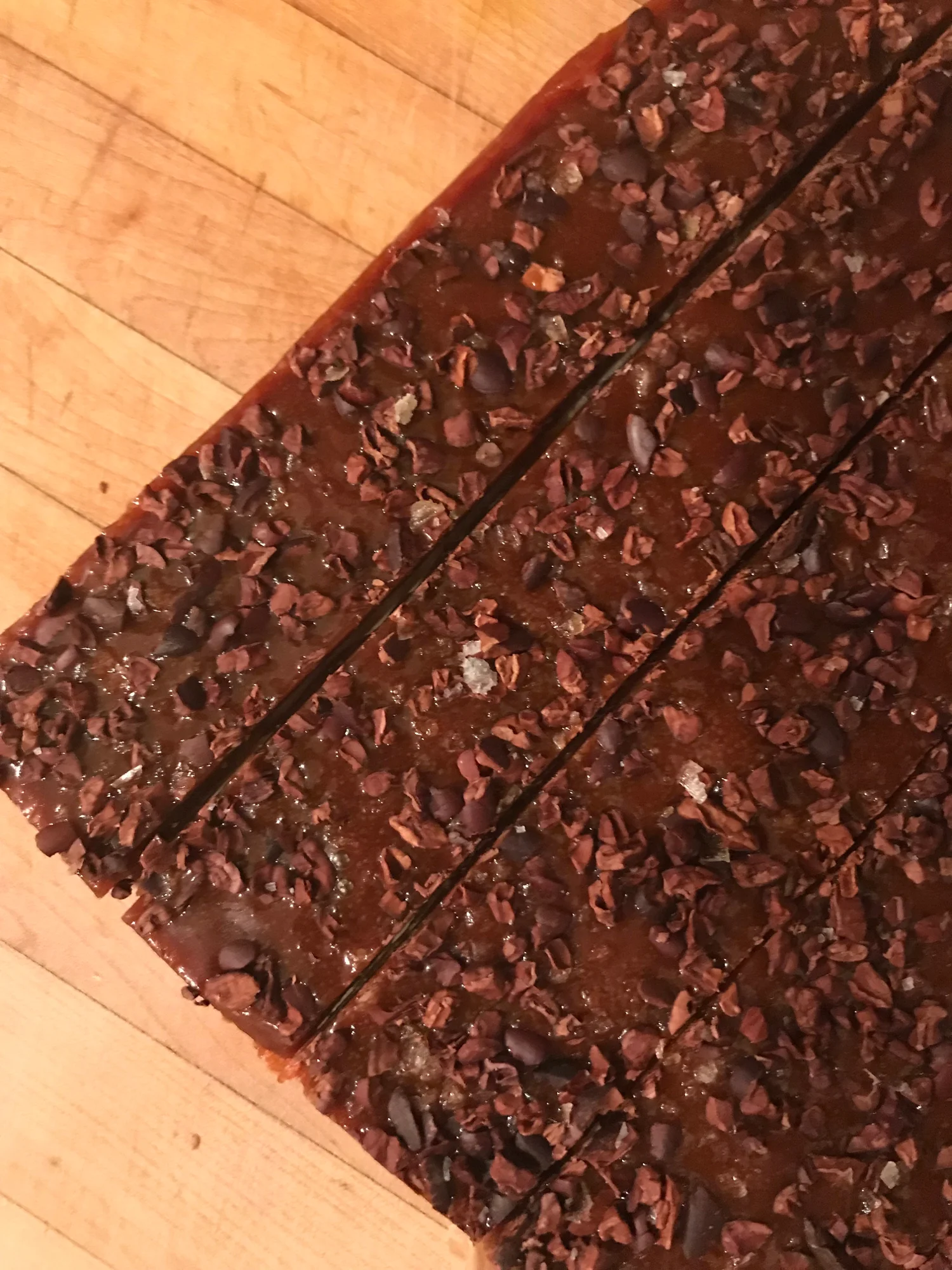 Cutting caramels into squares. 