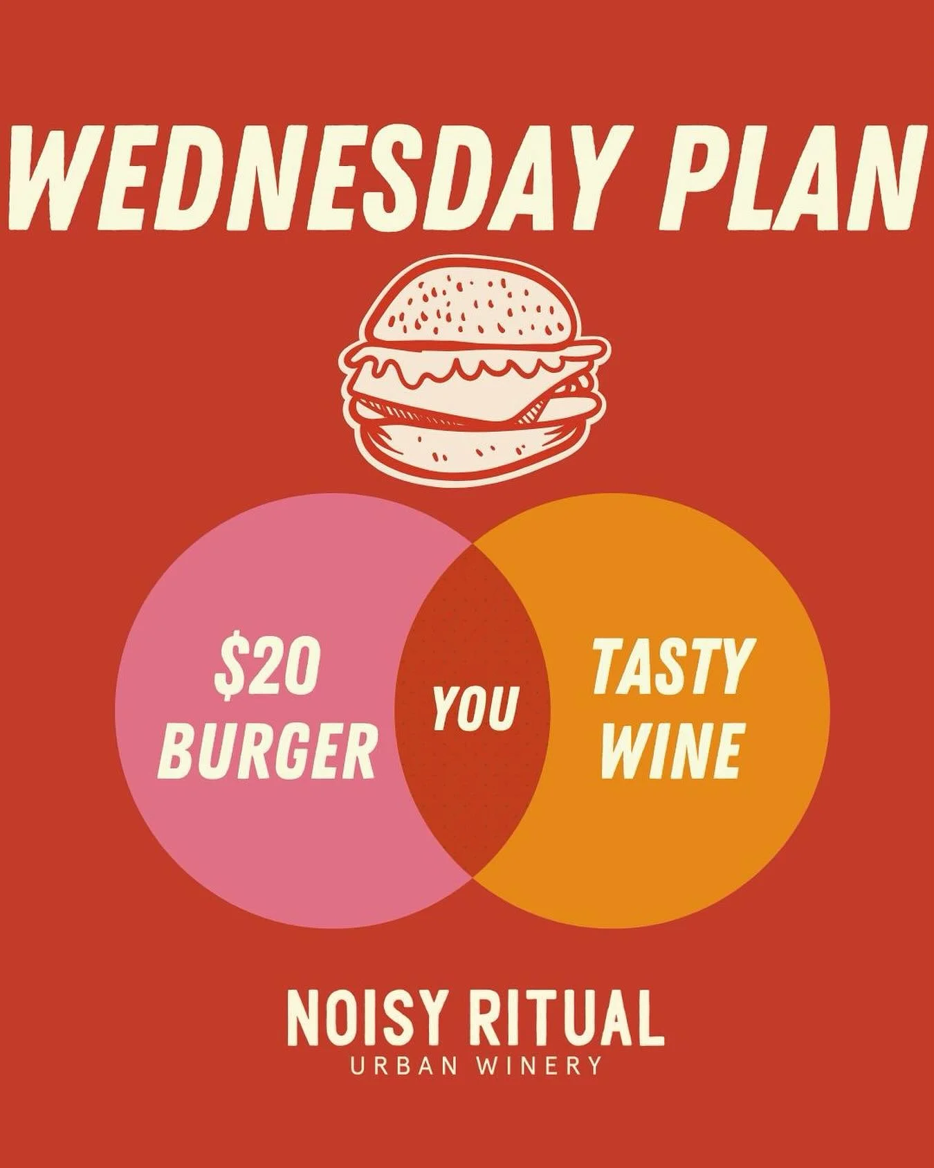 You know what to do- $20 burgs every Wednesday @noisyritual 

🍔 🍔 🍔 🍔 🍔 

#melbournecheapeats #burgernight #urbanwinery