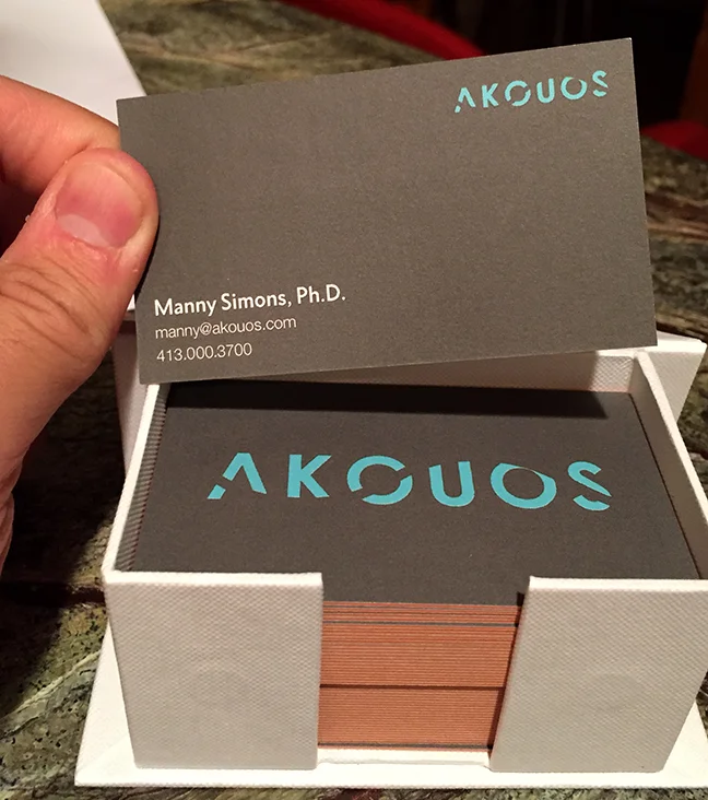 Logo design for my brother's startup, Akouos. "Akouo" is a Greek word meaning "to hear". And since they aim to restore hearing loss, the negative space in the logotype is a full wavelength of a soundwave, representing the absence of sound. 