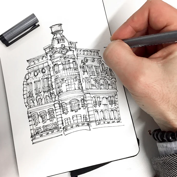 Pen & Ink Drawing: The Ansonia 