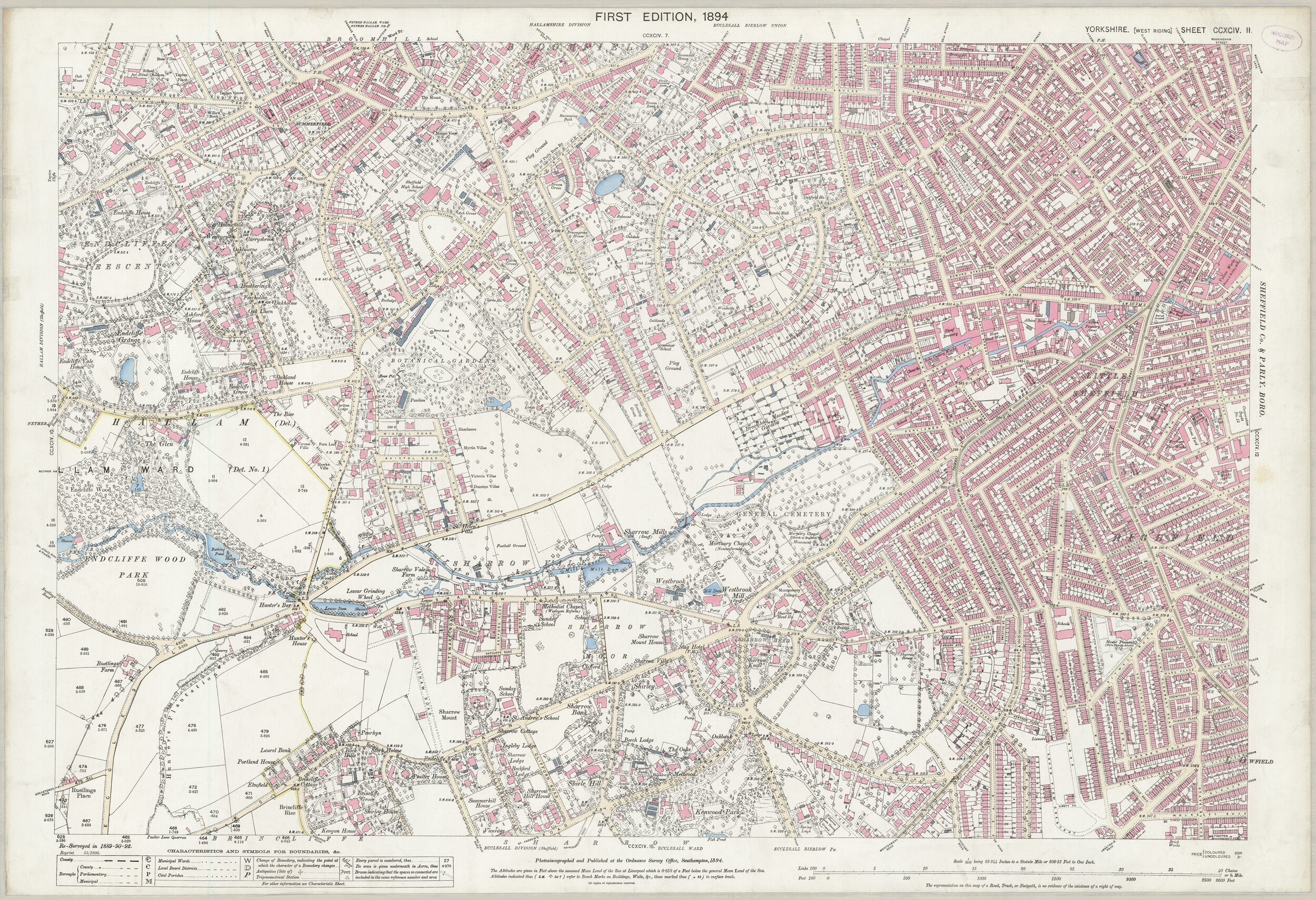 OS Map of Broomgrove Road and Surrounding Areas - 1894