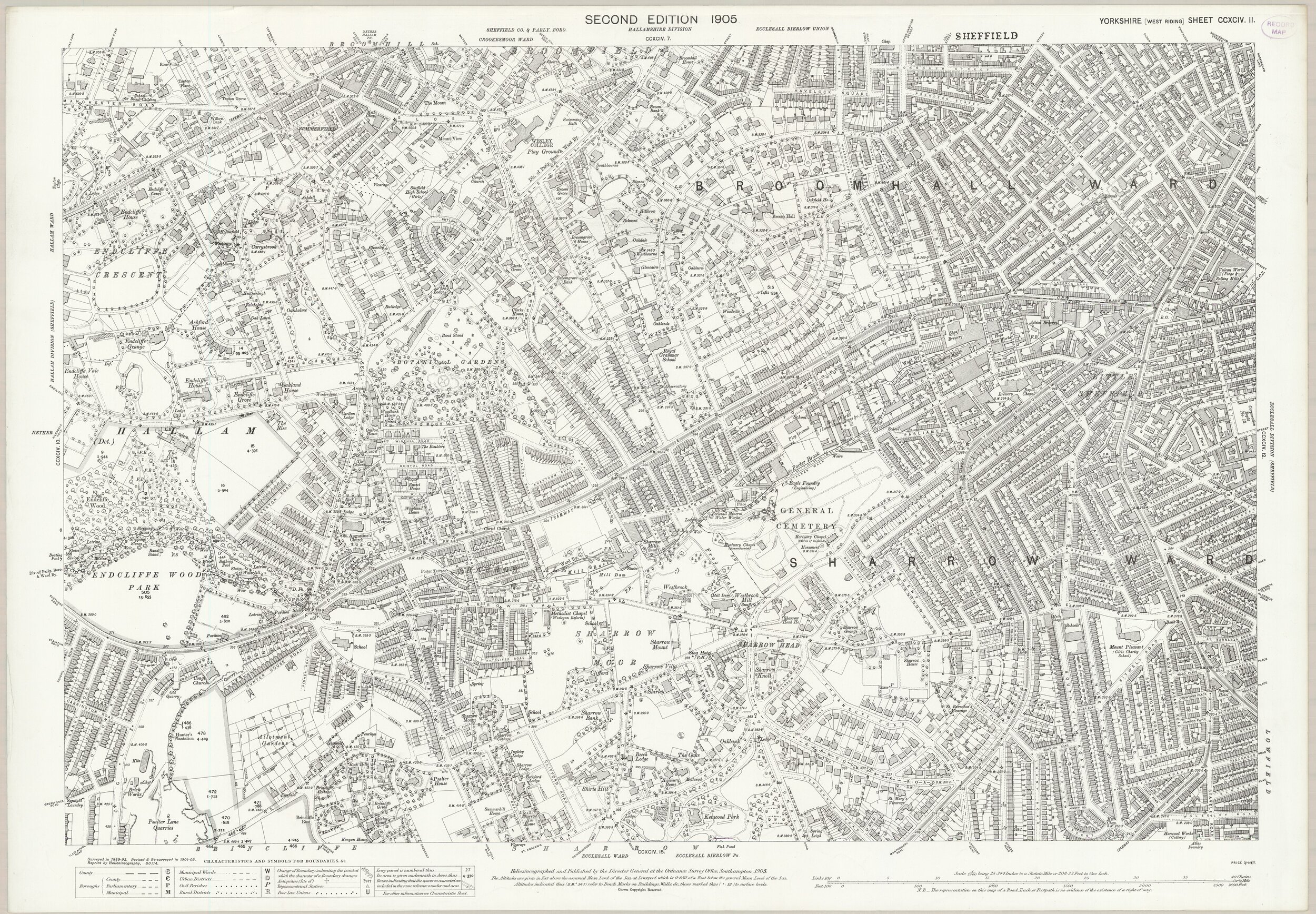 OS Map of Broomgrove Road and Surrounding Areas - 1905
