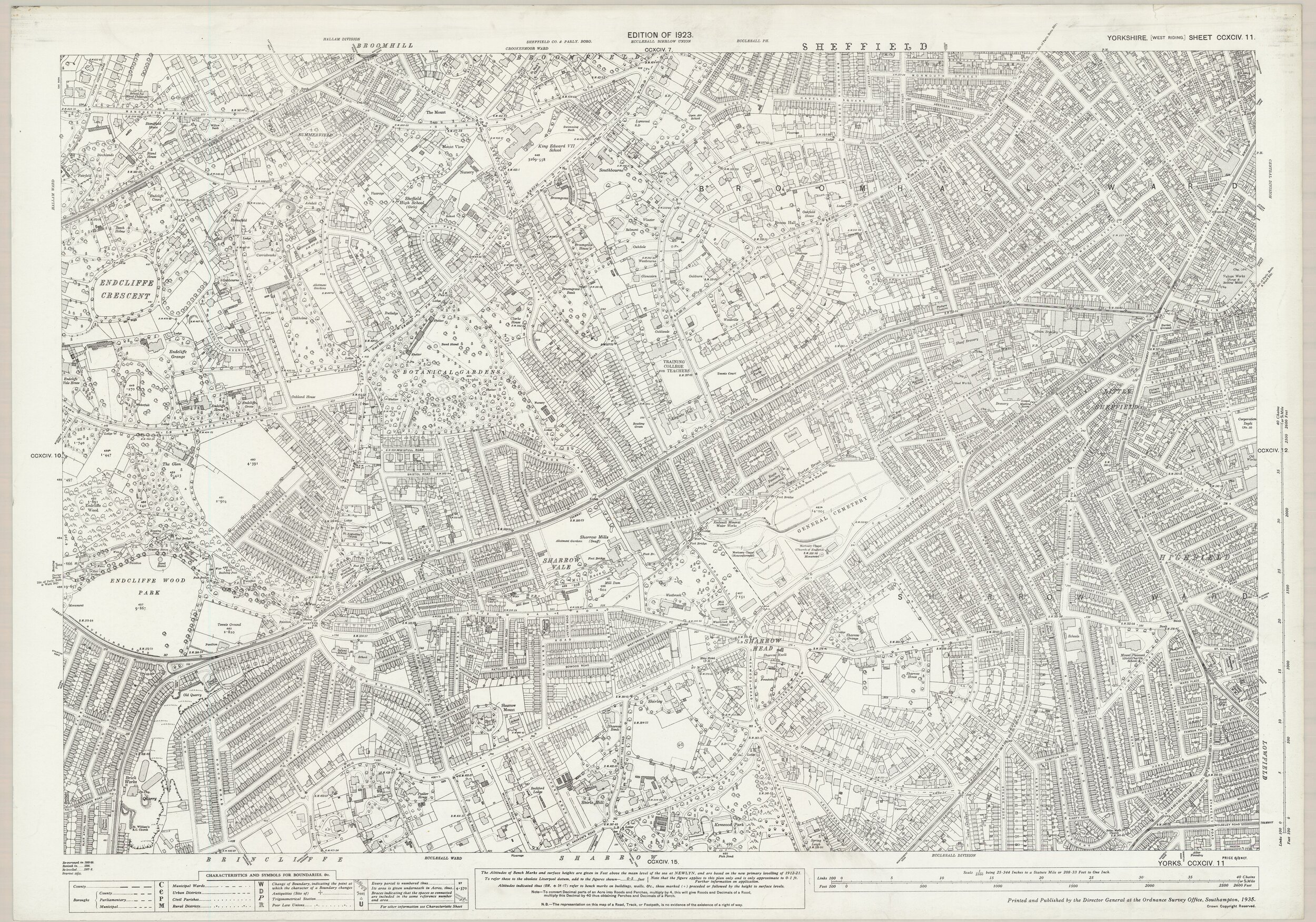 OS Map of Broomgrove Road and Surrounding Areas - 1923