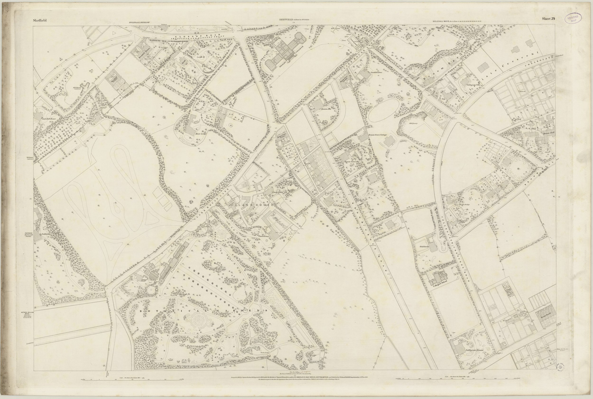 OS Map of Broomgrove Road and Surrounding Areas - 1853