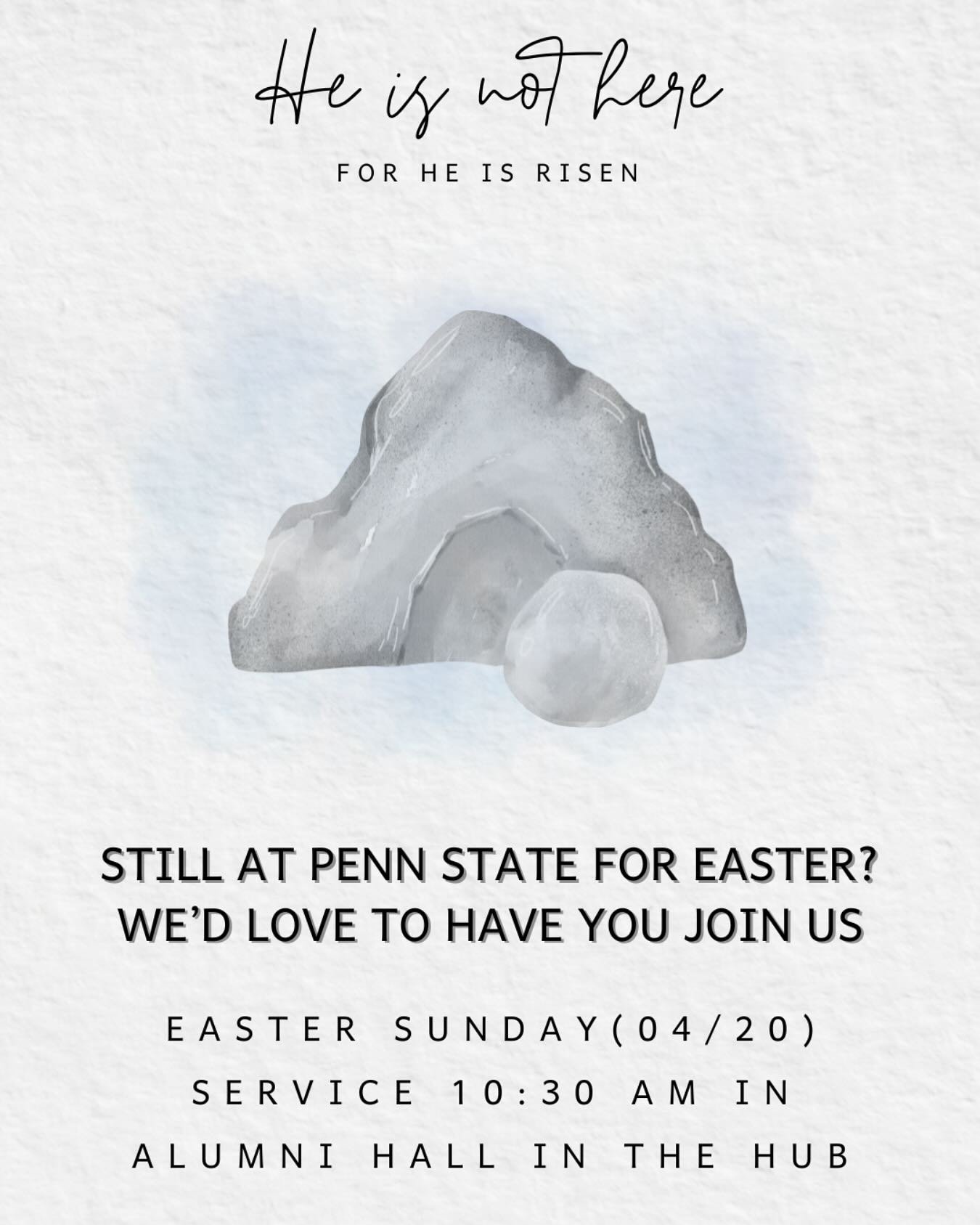 Come celebrate Jesus the Risen King with us! Bring friends and family! We will go out for Easter brunch/lunch afterwards together.  #easter #easterservice #acfpennstate #pennstatechurch #psuchurch #heisrisen