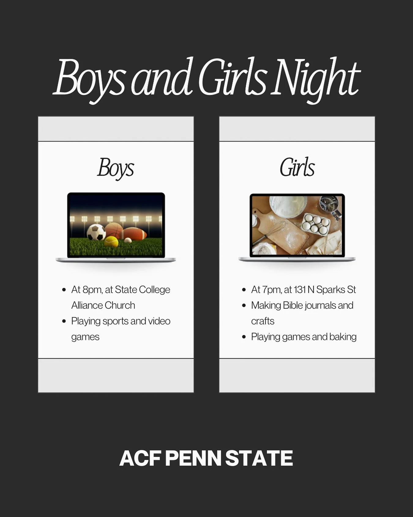 Boys and Girls Night this Sunday!