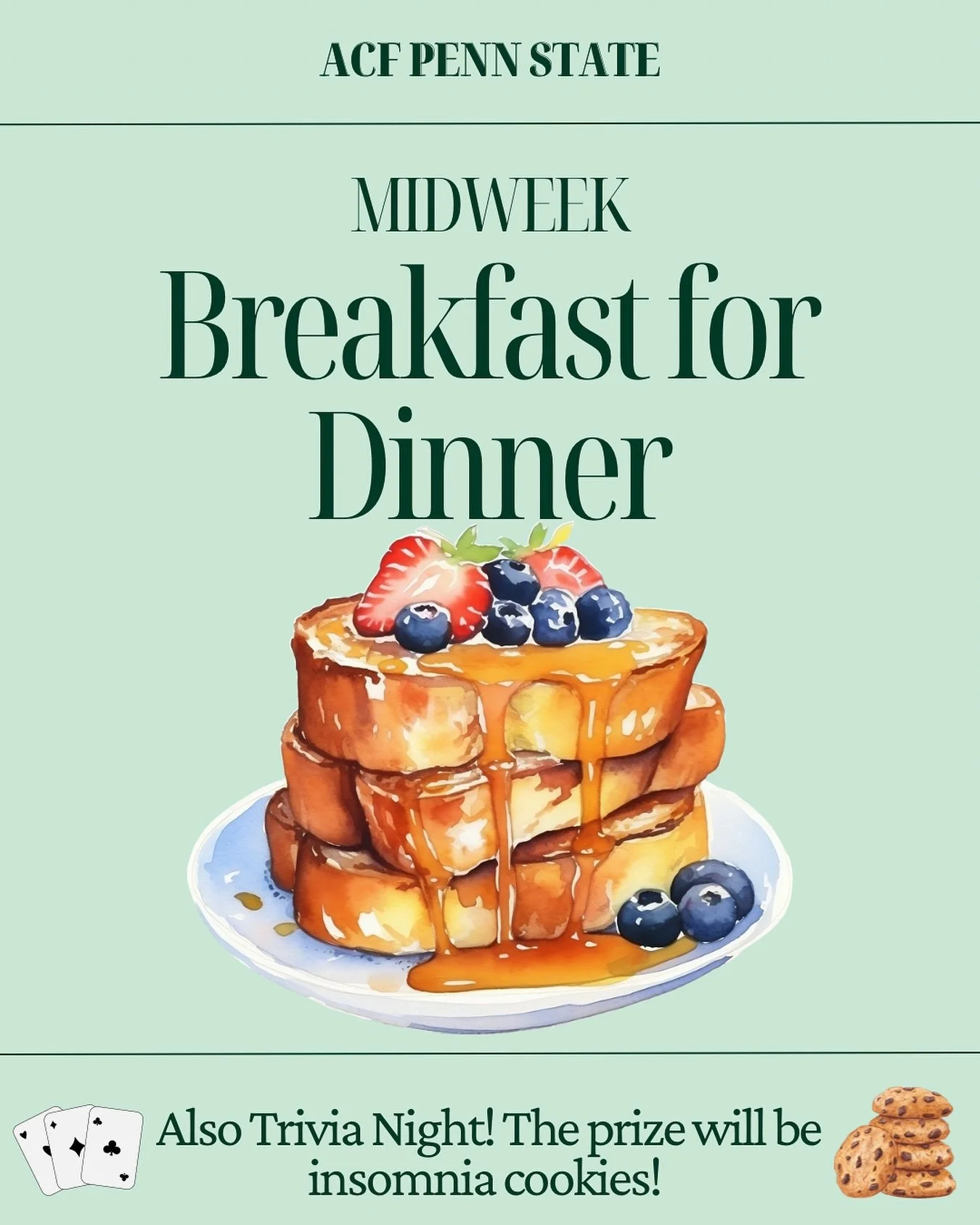 Chef Dom has s cooking up an awesome dinner this Wednesday. Along with a family meal, we will also have trivia night with the winner getting Insomnia cookies!