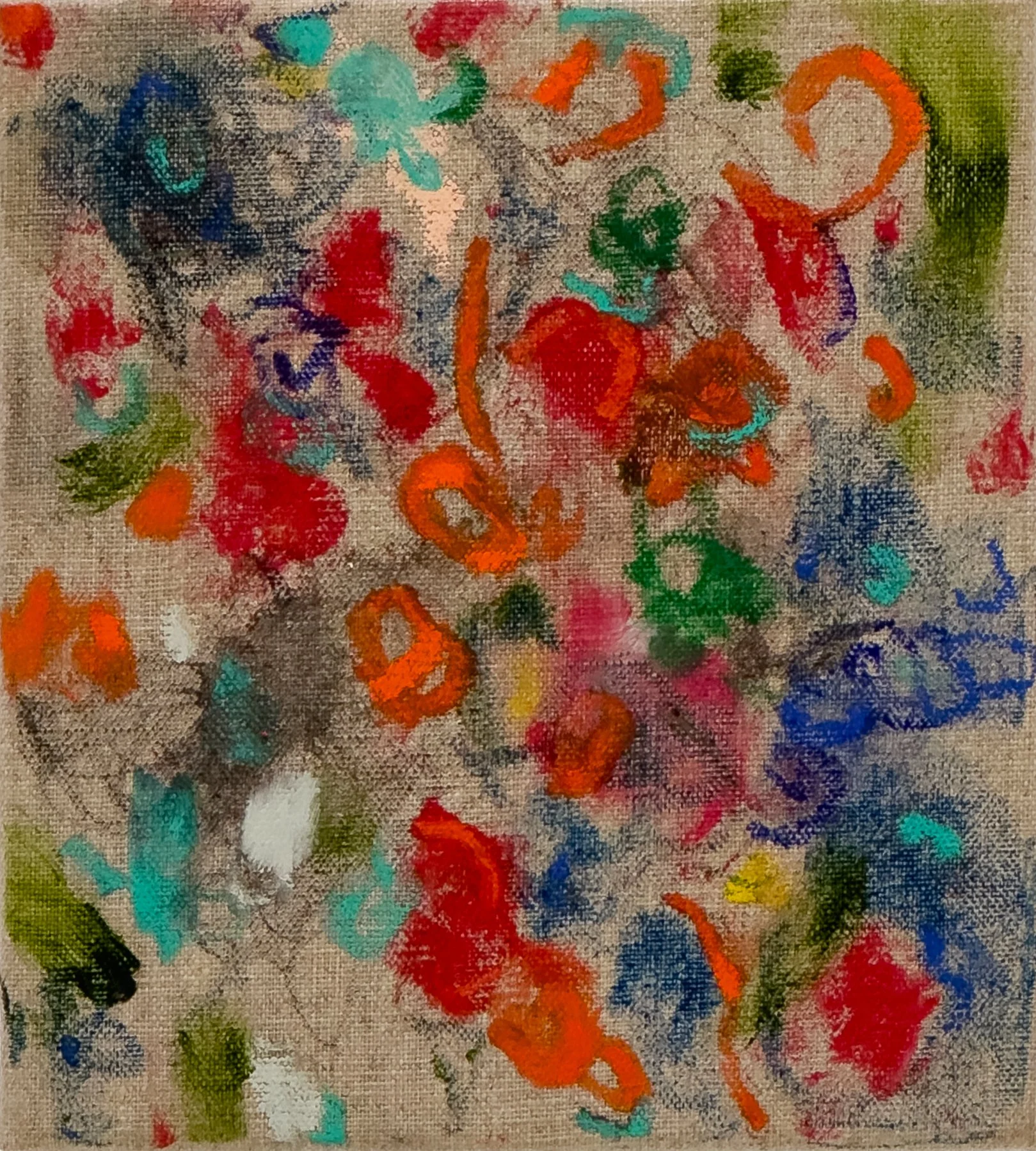  Untitled, 2023, oil and charcoal on linen, 20 × 18 cm.    