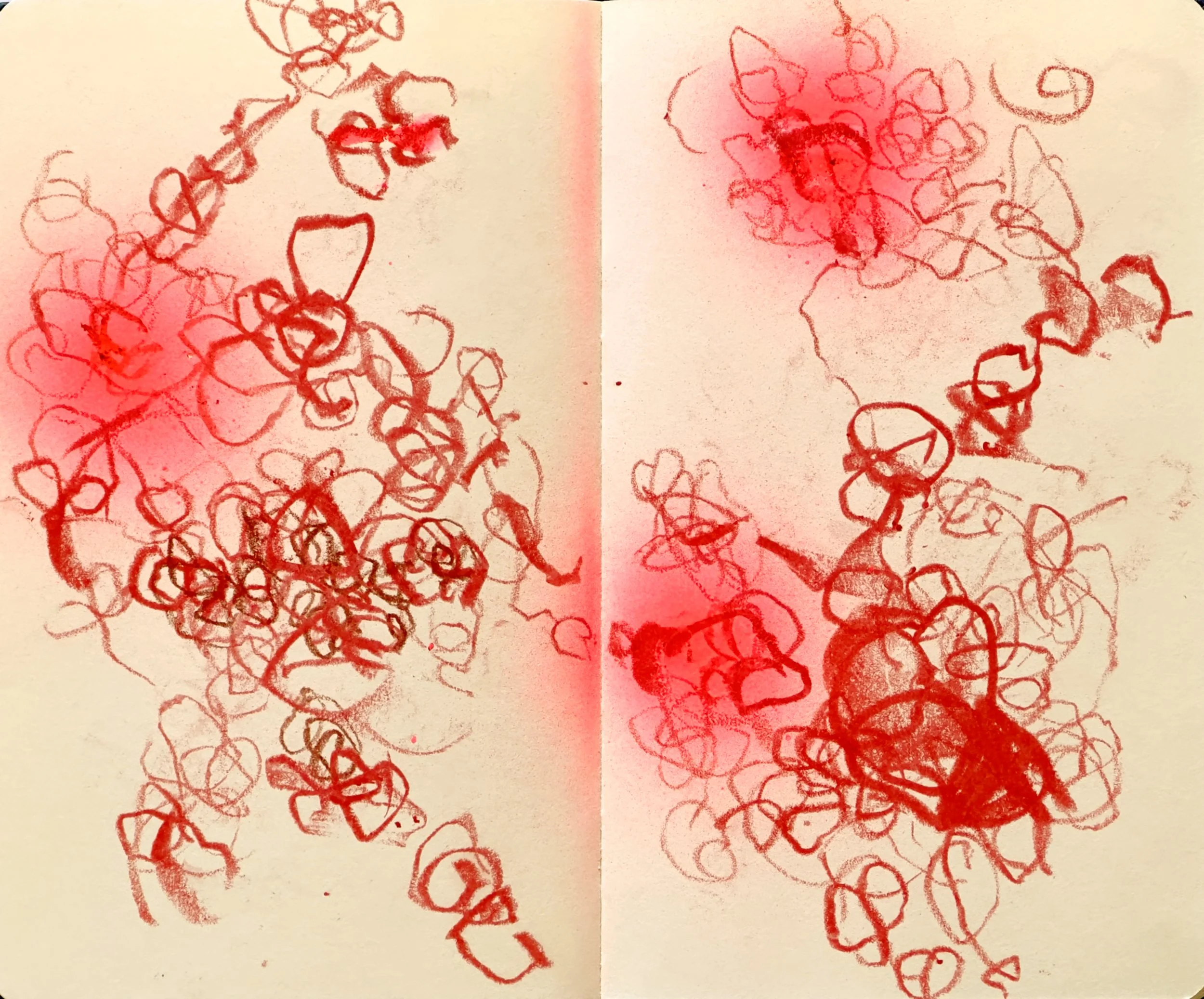  Notebook 5, 2023, spray paint and oil pastel on paper 