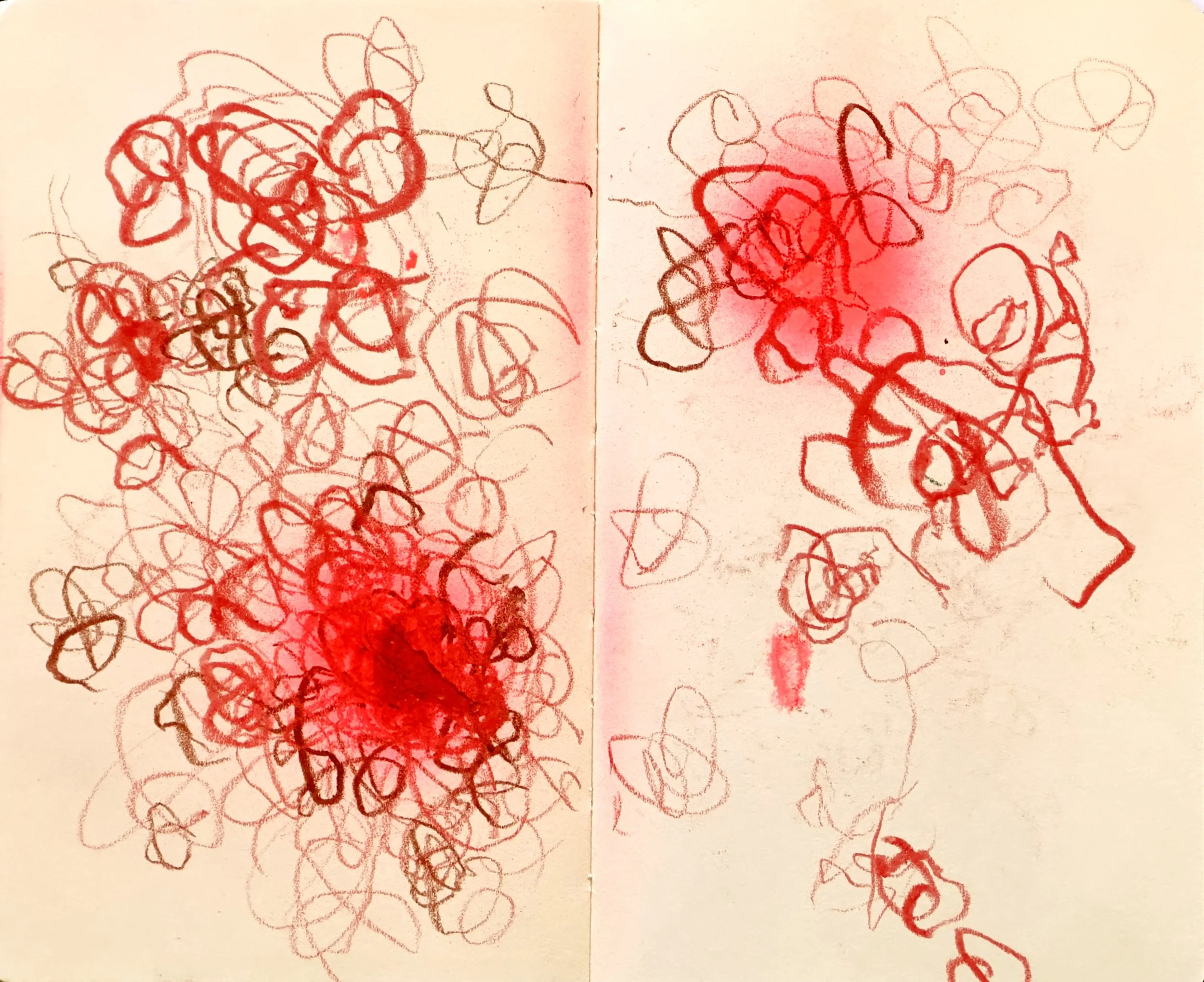  Notebook 6, 2023, spray paint and oil pastel on paper 