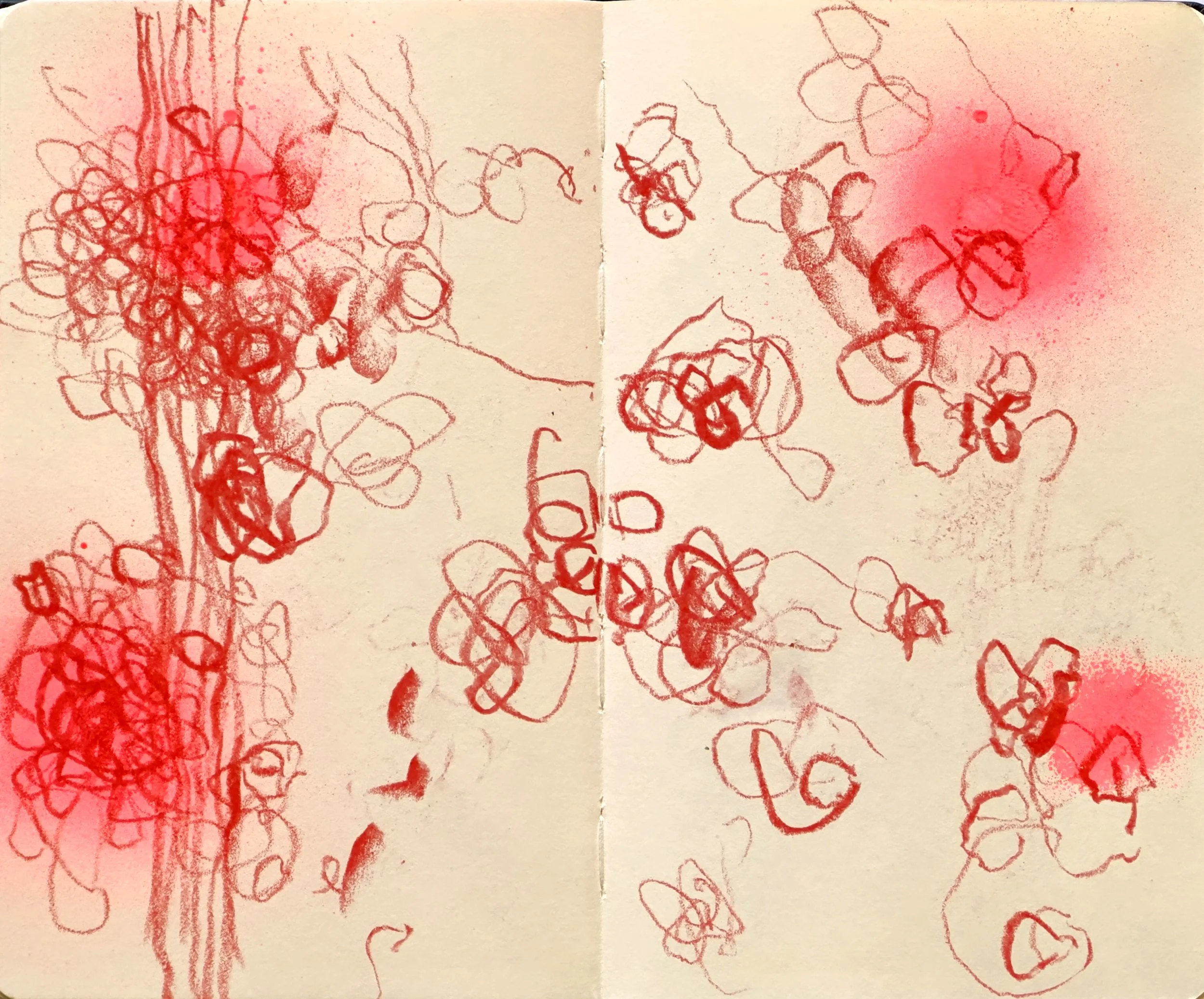  Notebook 7, 2023, spray paint and oil pastel on paper 