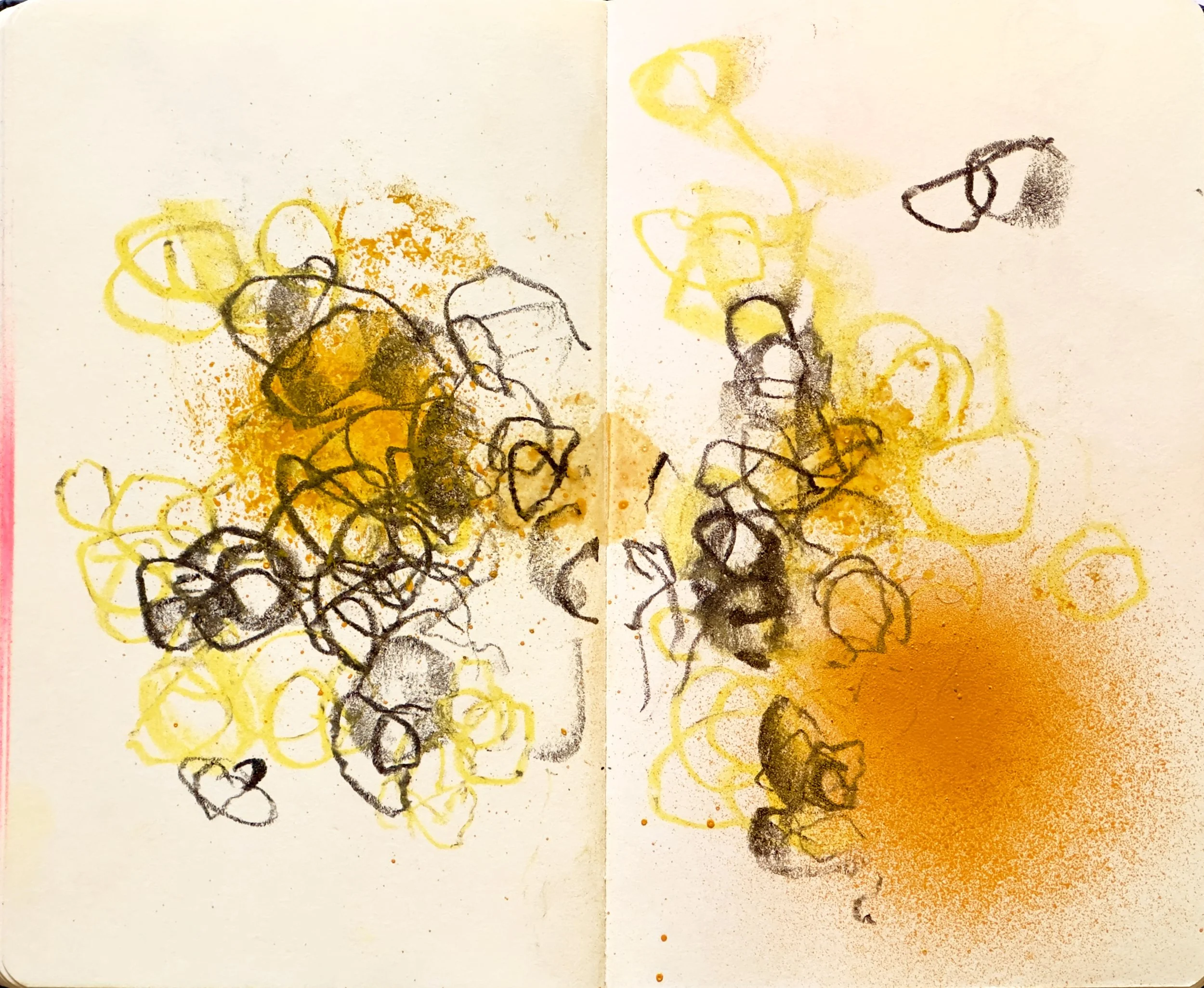  Notebook 8, 2023, spray paint and oil pastel on paper 