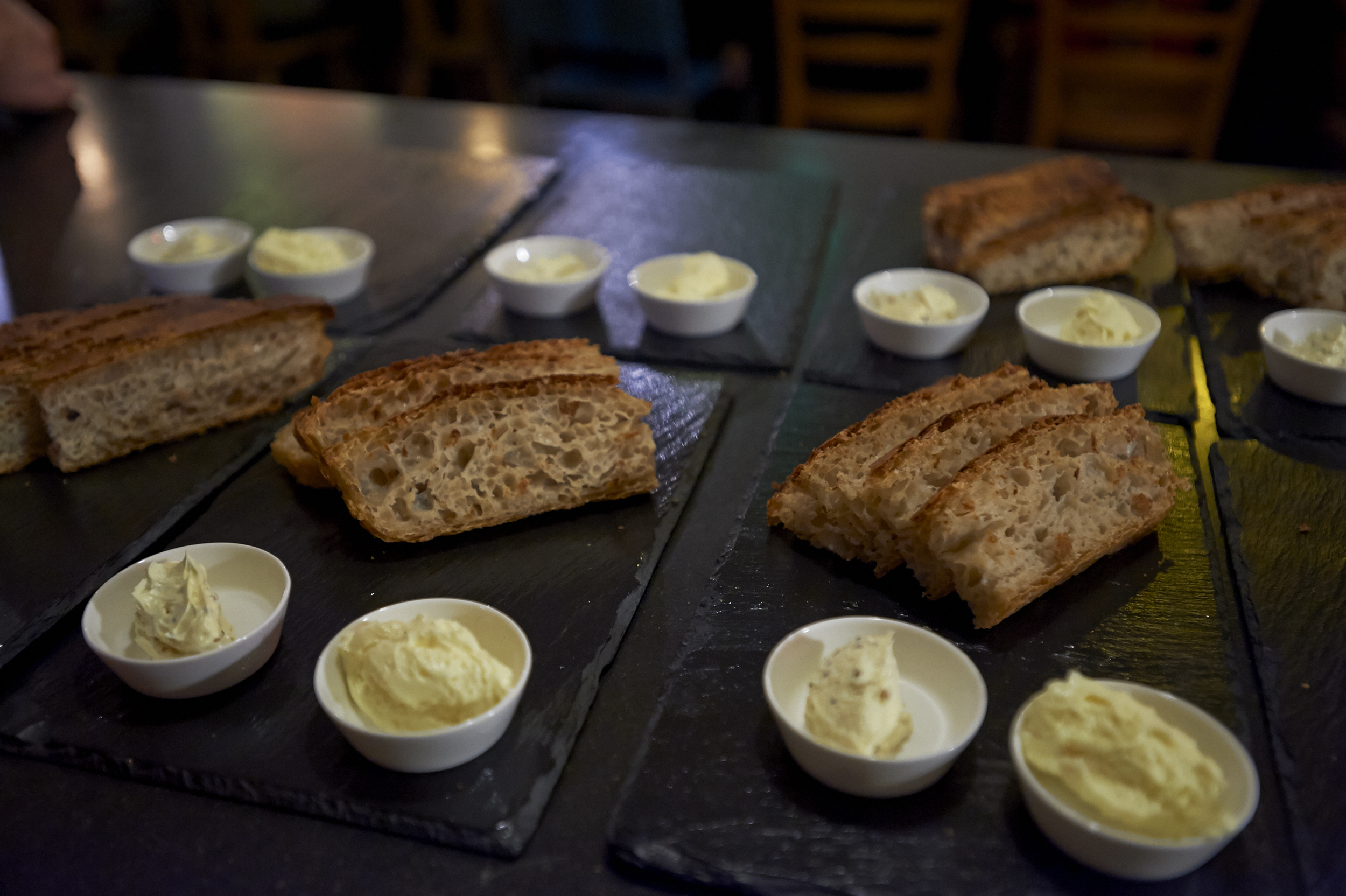 Sourdough bread with local Mühlerama flour, homemade bone marrow and mustard butter